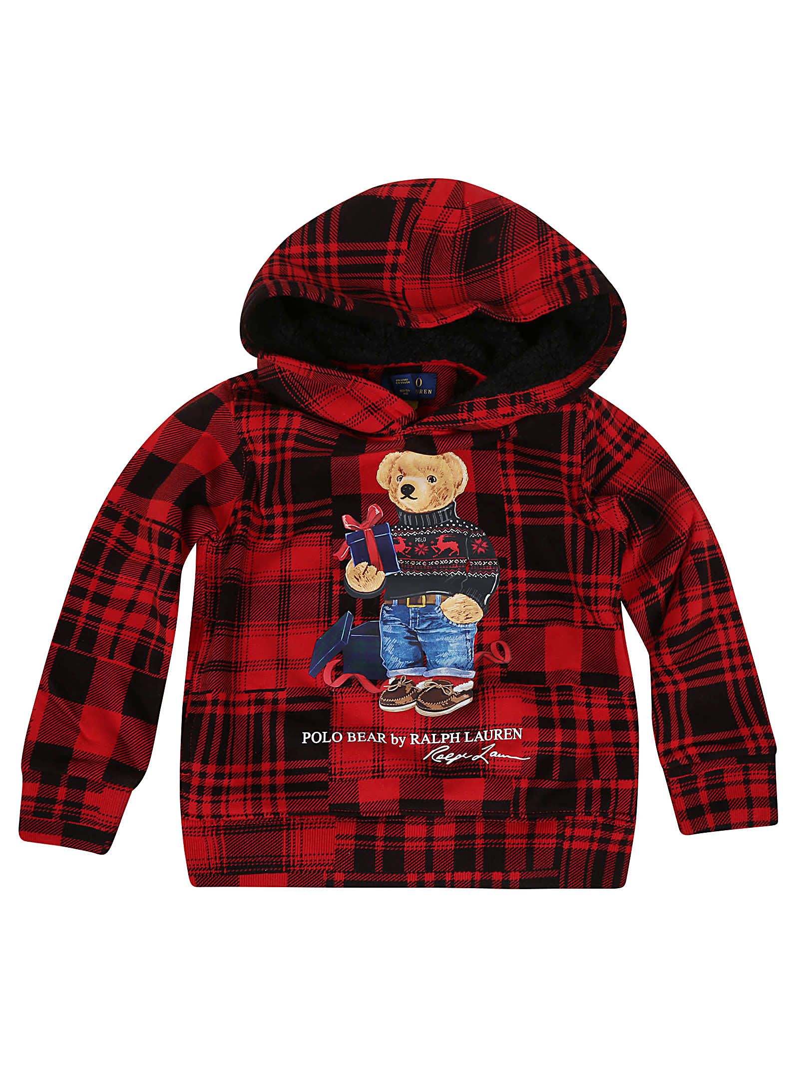 Shop Ralph Lauren Lspohoodm13-knit Shirts Sweatshirt In Martn Red Multi Gift Bear