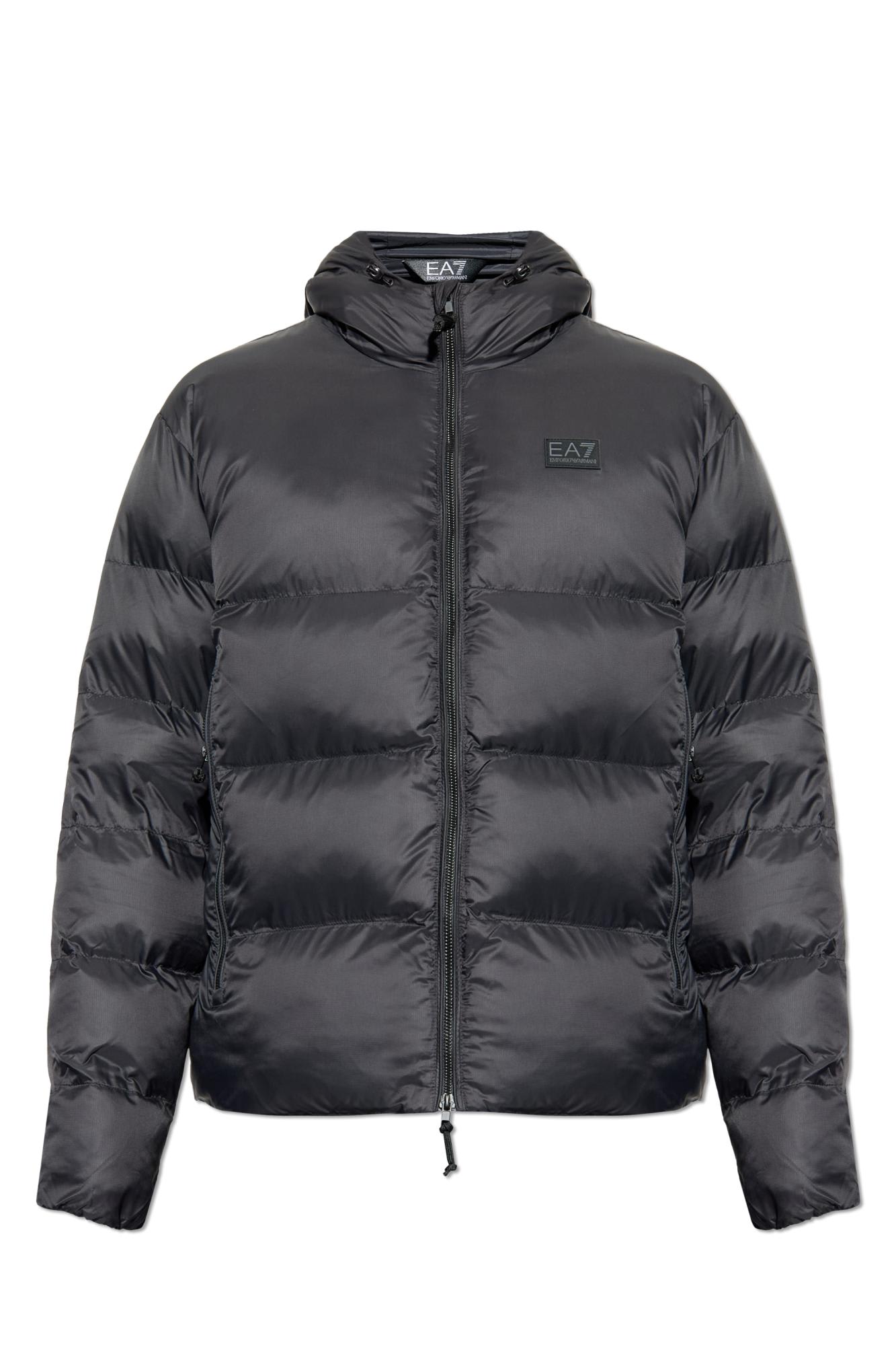Ea7 Hooded Logo Jacket In Black