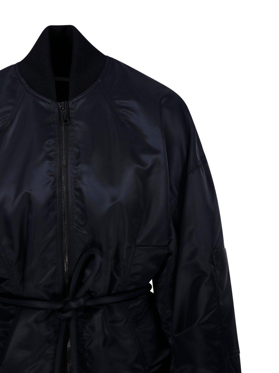 Sportmax Zebu Hourglass Pufer Jacker Eco Leather Belt Coats Black In Black