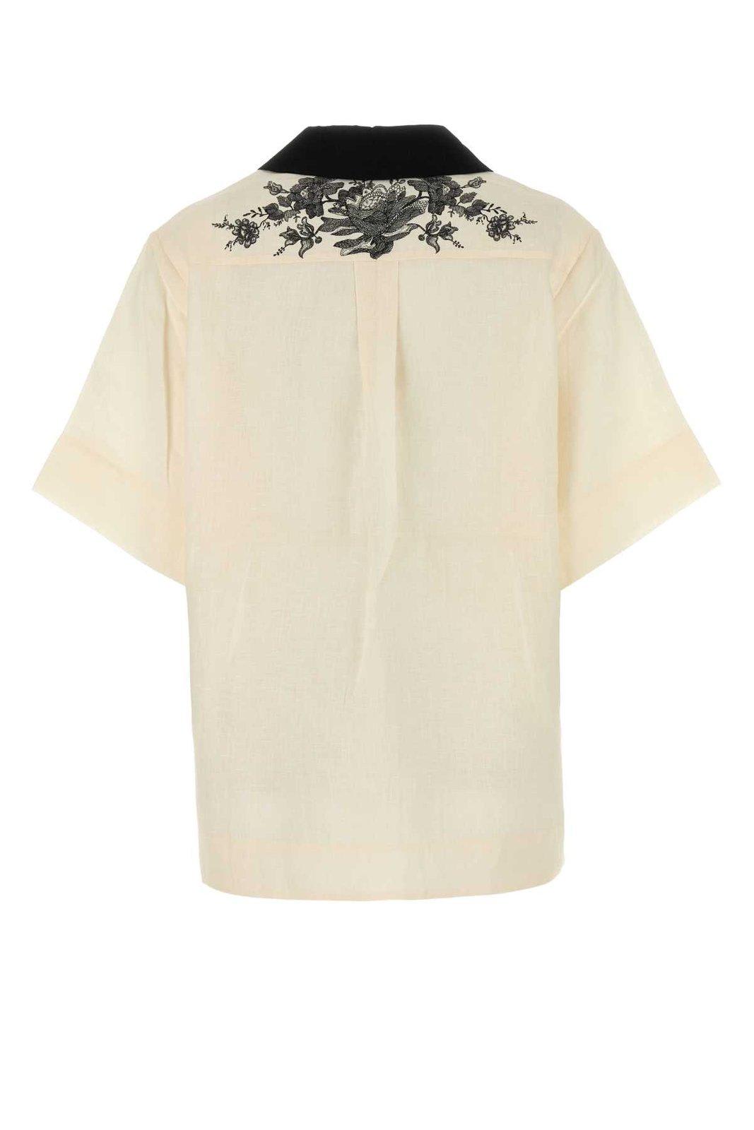 Shop Zimmermann Short Sleeve Shirt In Creamfloral