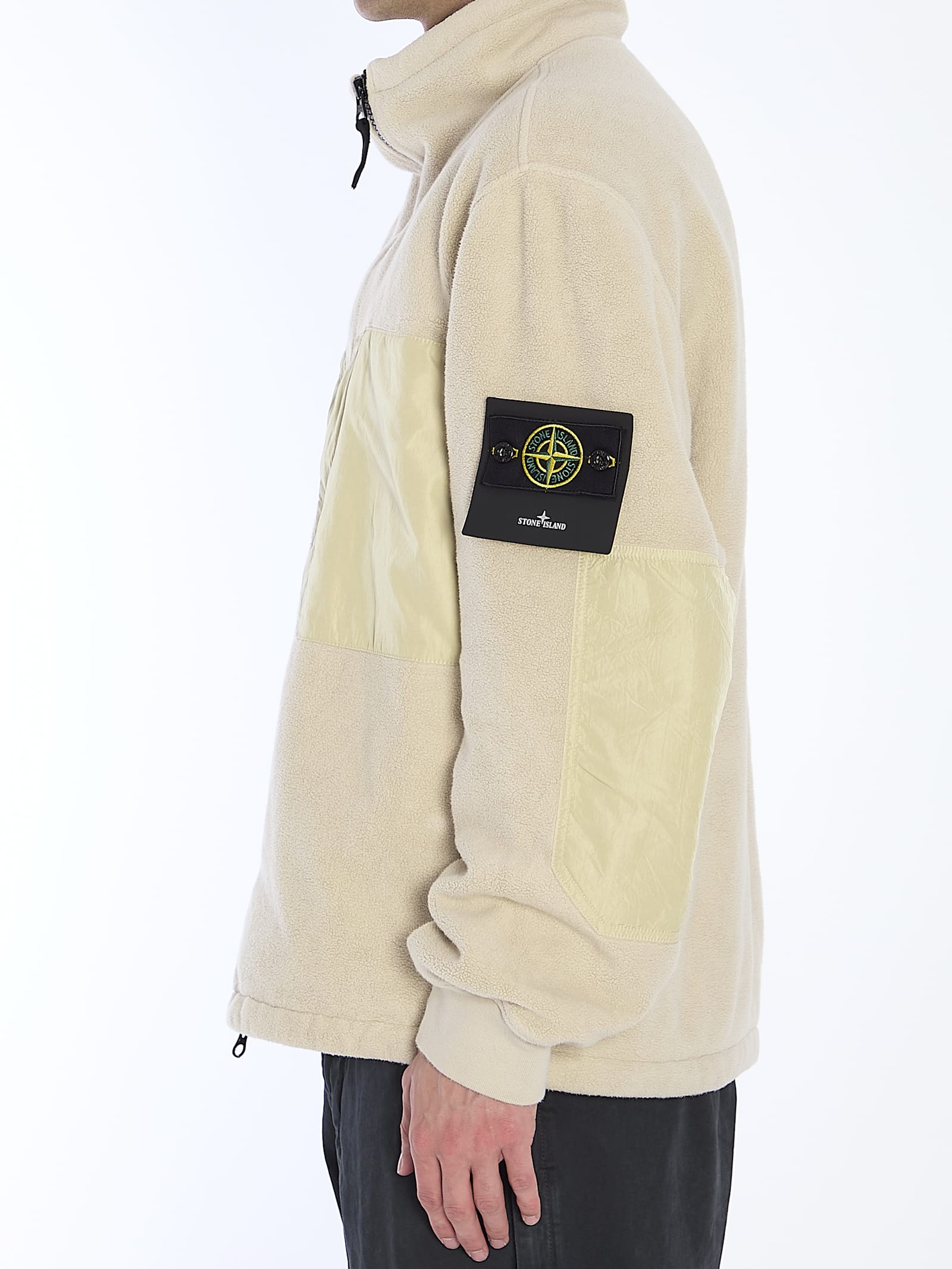 Shop Stone Island Teddy-effect Jacket In Beige