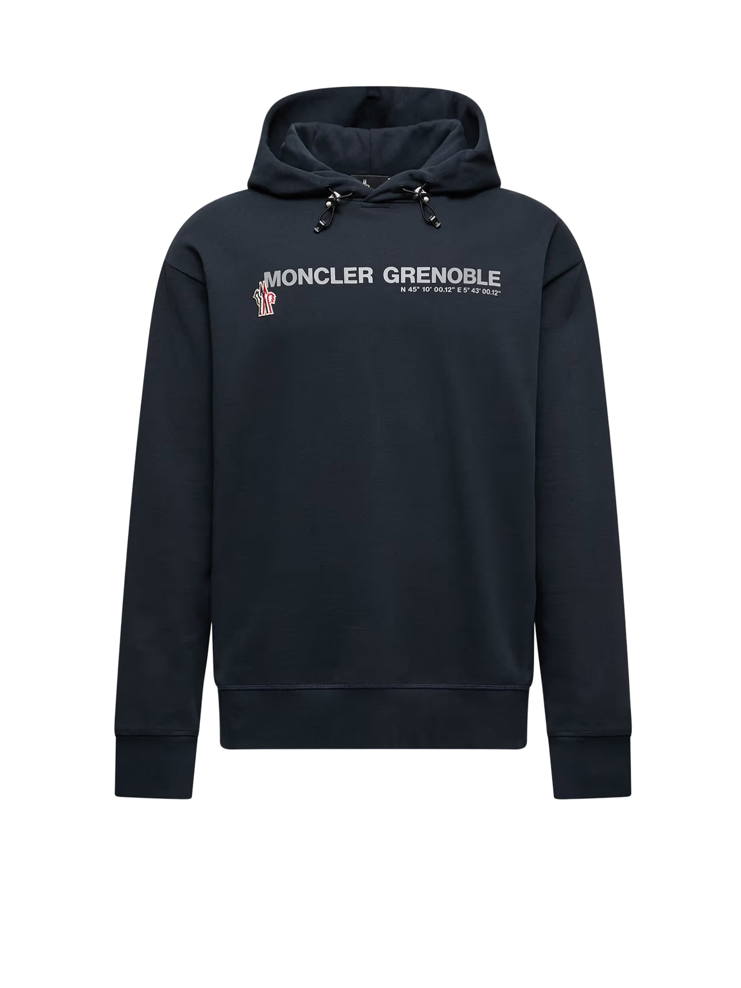 Moncler Grenoble Logo Embroidered Long-sleeved Hoodie In Blue