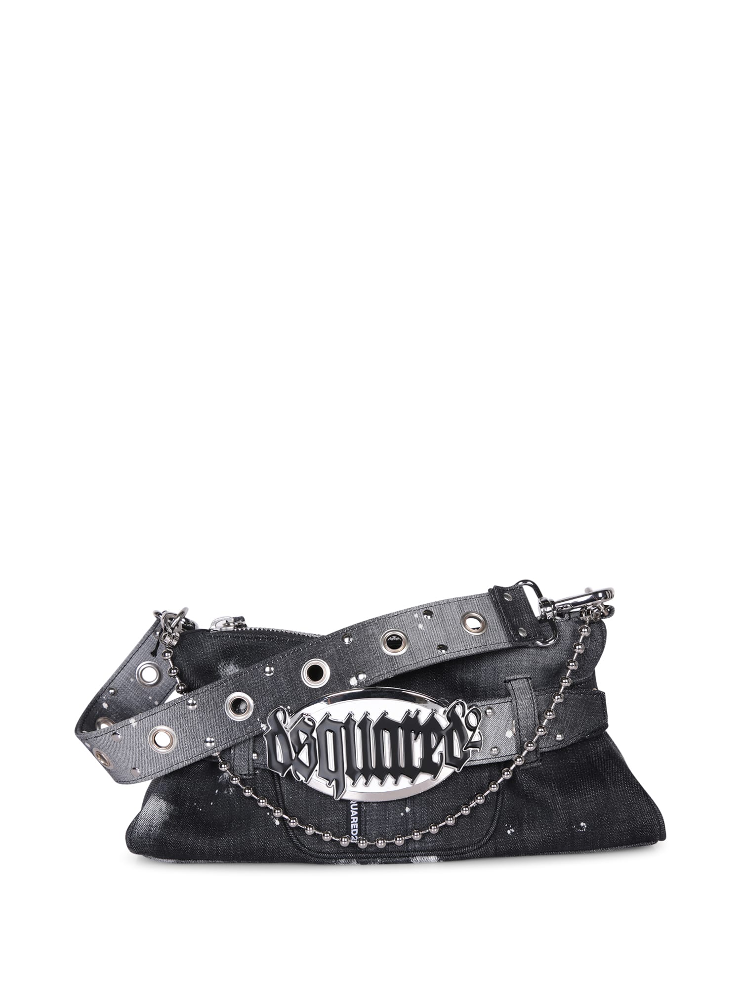 Gothic Washed Black Denim Shoulder Bag