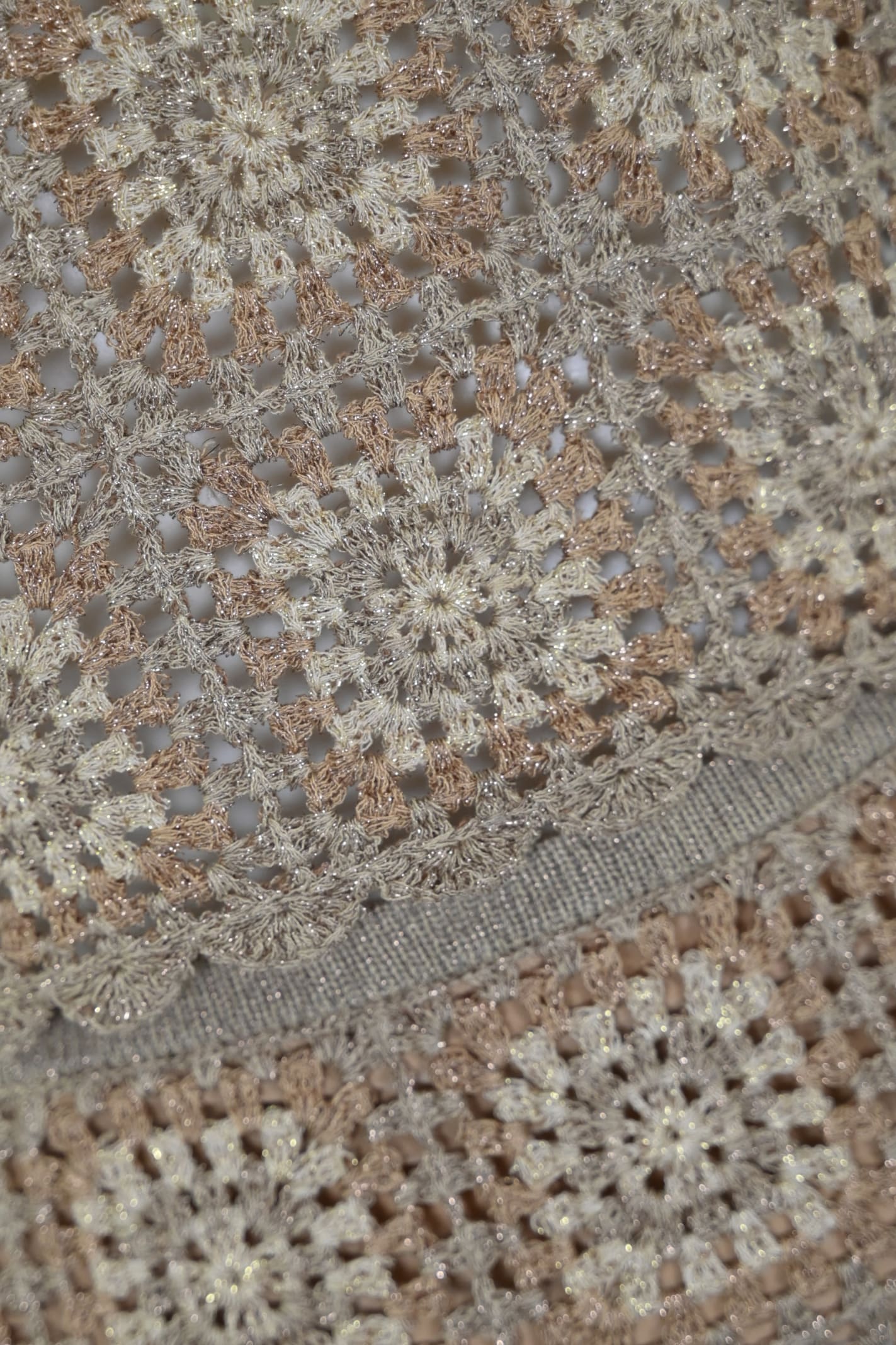 Shop Twinset Long Dress In Crochet And Lurex Knit In Mult.crochet Lurex Ginger