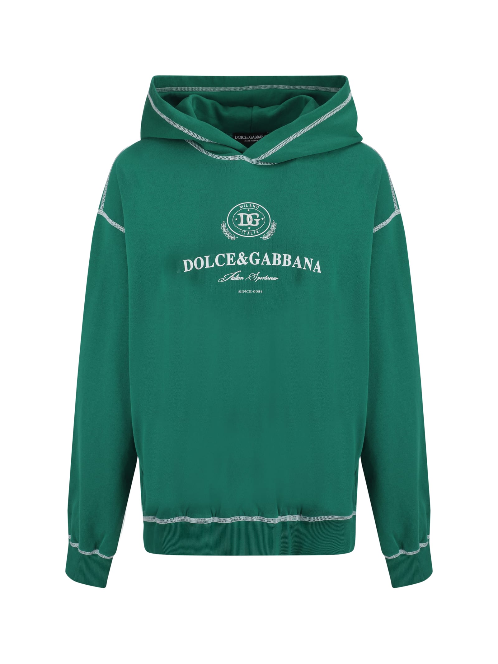 Shop Dolce & Gabbana Hoodie In Verde Scuro