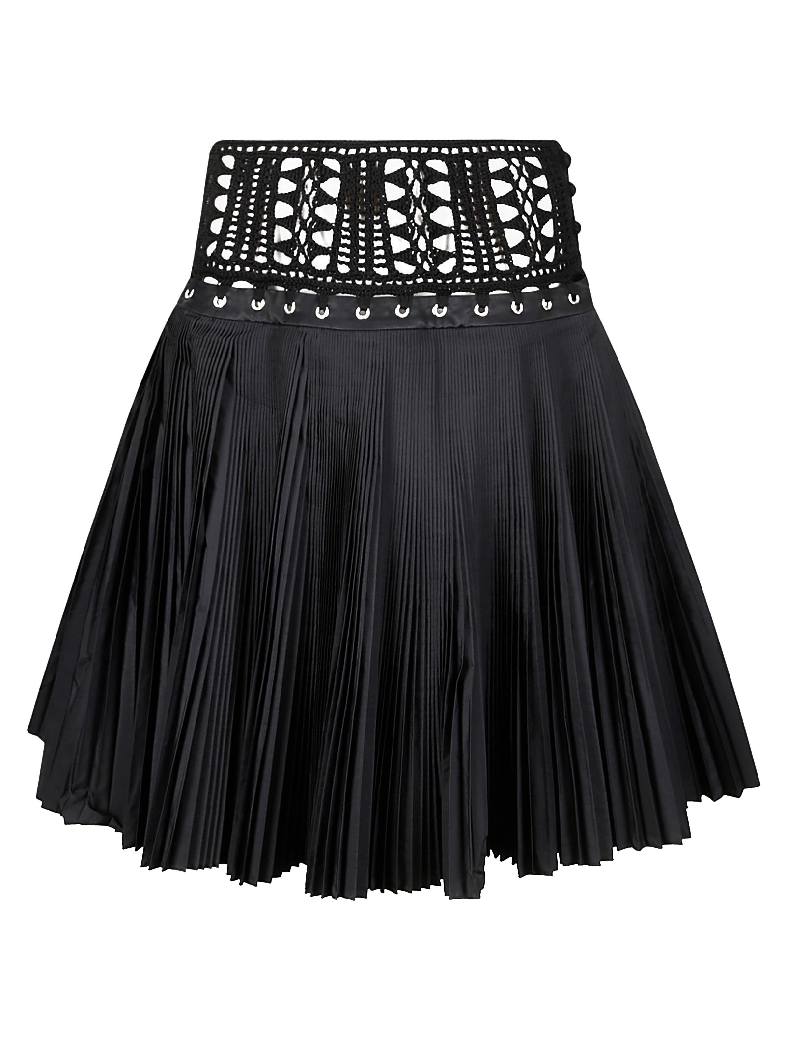 Shop Chopova Lowena Pleated Crochet Skirt In Black