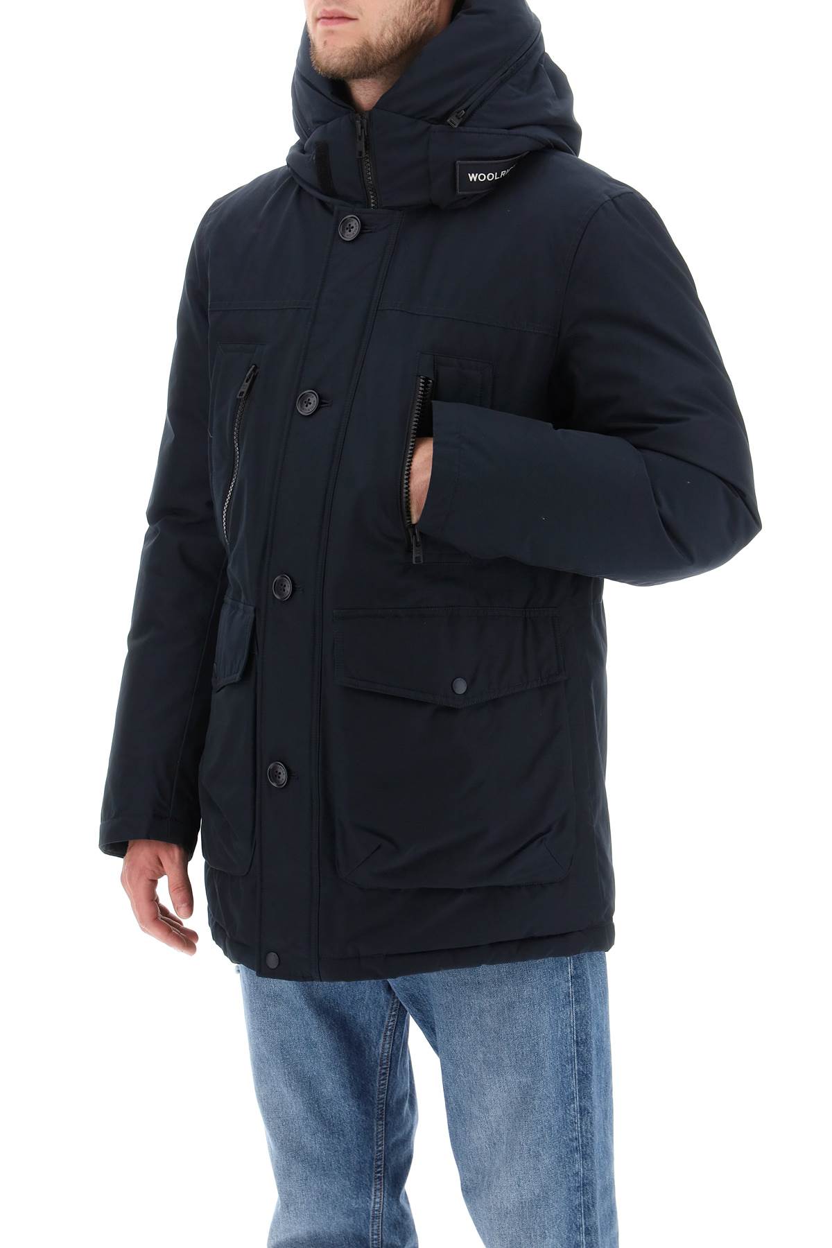 Woolrich Button-fastening Puffer Jacket In Blue