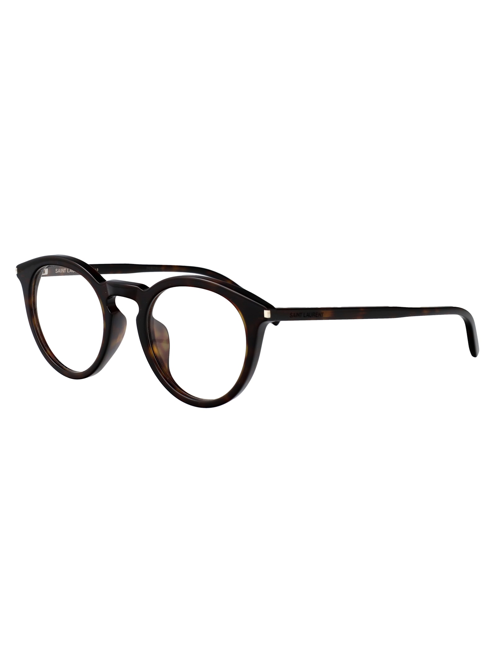 Saint Laurent Havana-havana-transparent Recycled Acetate Glasses In Transparent