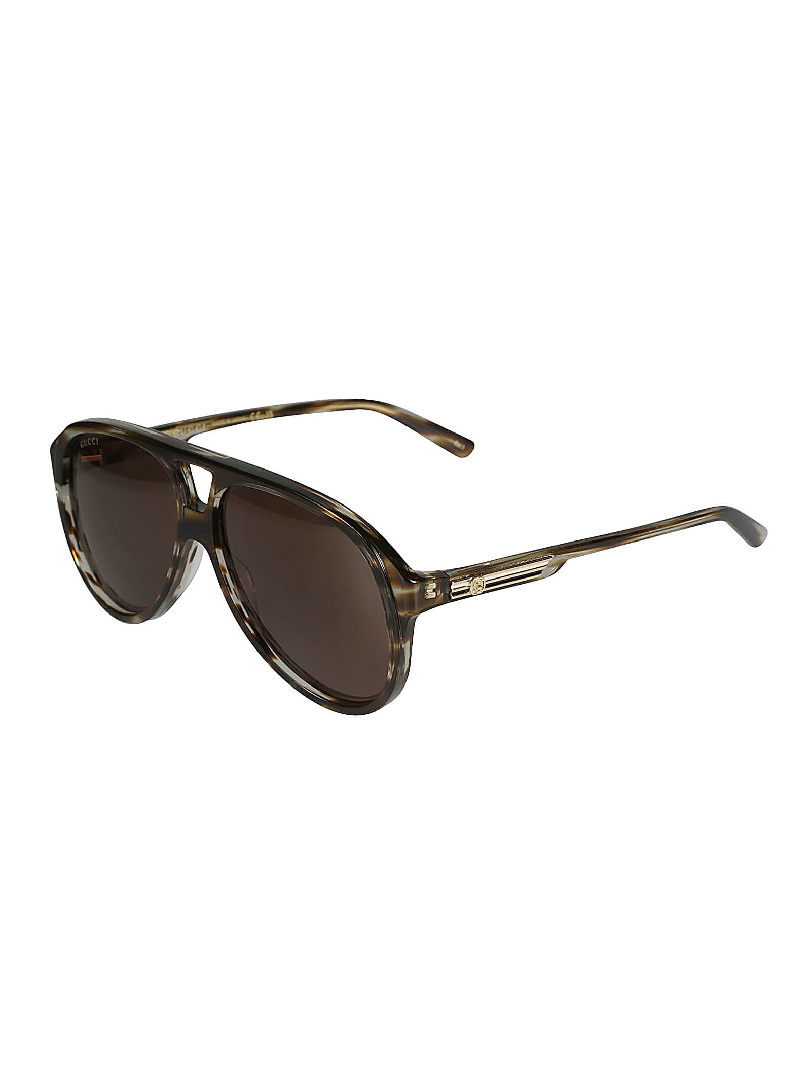Shop Gucci Aviator Thick Sunglasses In Brown