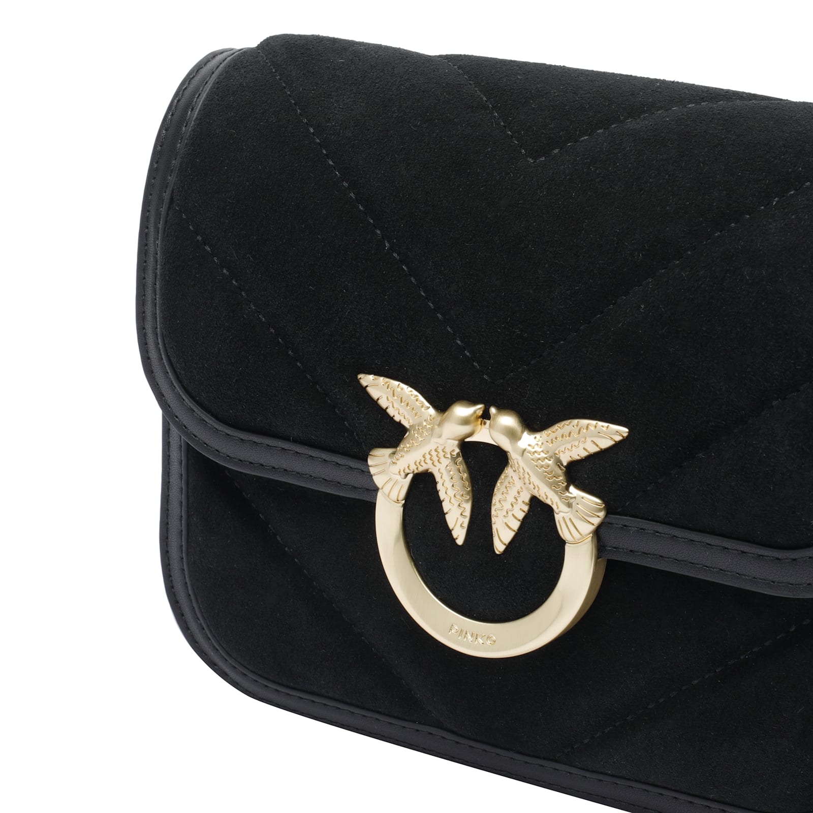 Pinko Suede Mini Love Bag Box Shoulder Bag In Black