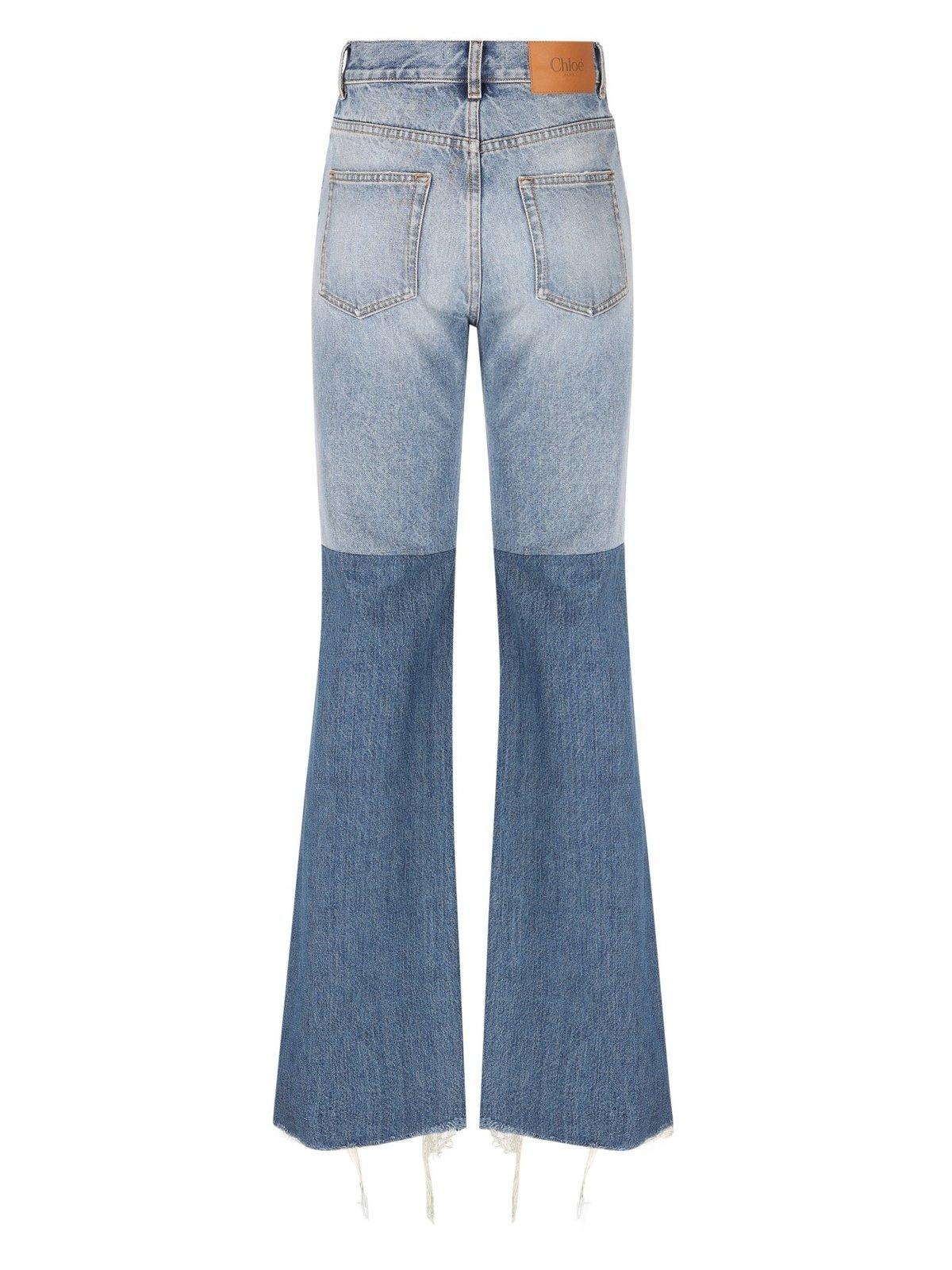 Shop Chloé Patchwork Frayed Edge Jeans