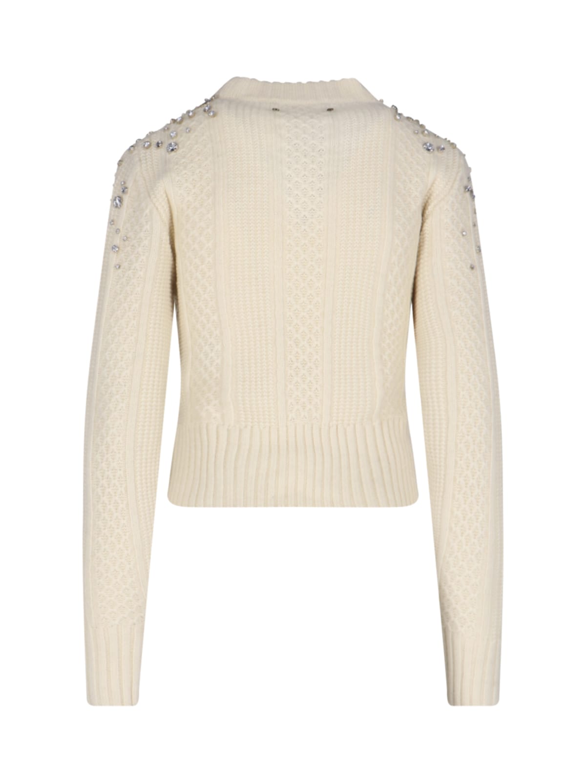 Shop Golden Goose Crystal Crop Sweater In Cream