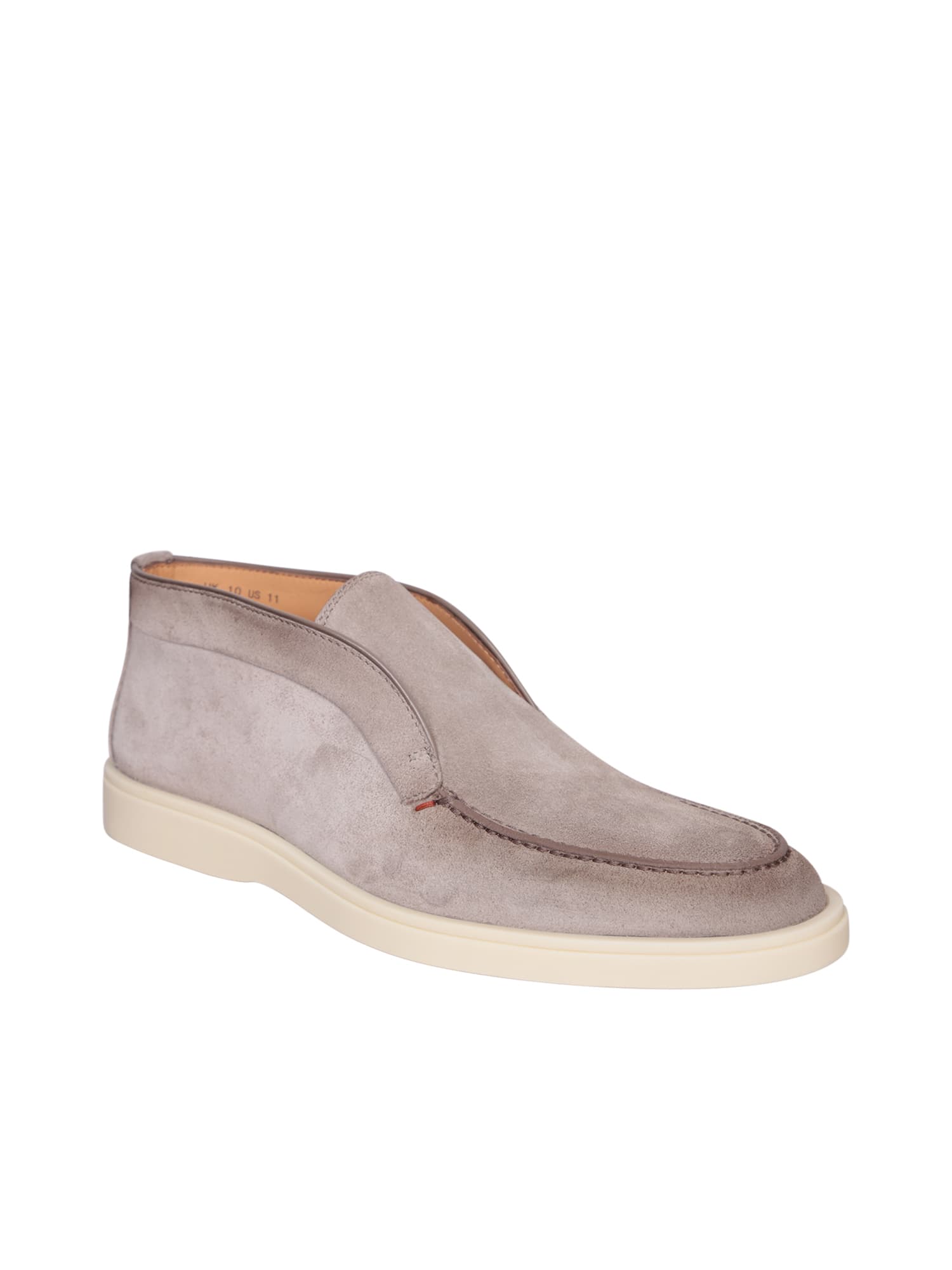 Shop Santoni Suede Beige Ankle Boots