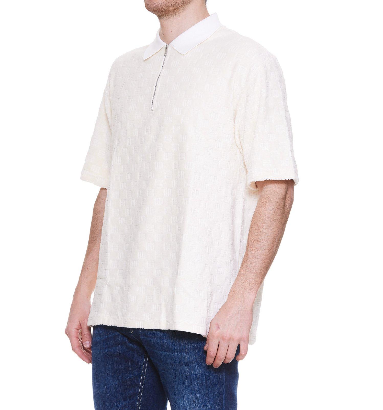 Shop Ambush Monogram Pattern Zipped Polo Shirt