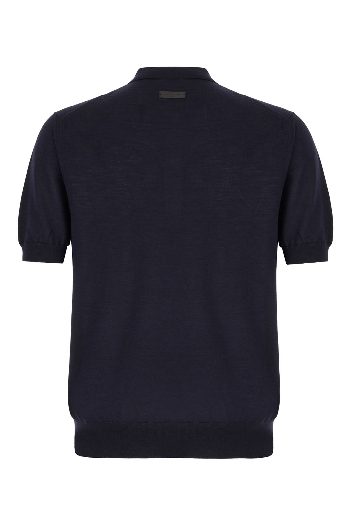 Navy Blue Wool Blend Polo Shirt