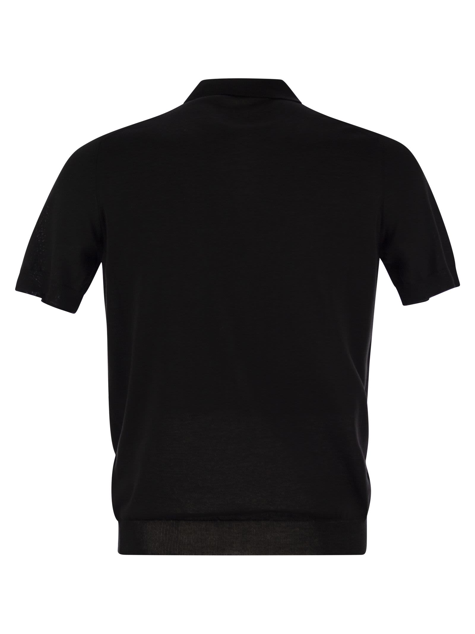 Shop Tagliatore Basic Short-sleeved Cotton Polo Shirt In Black