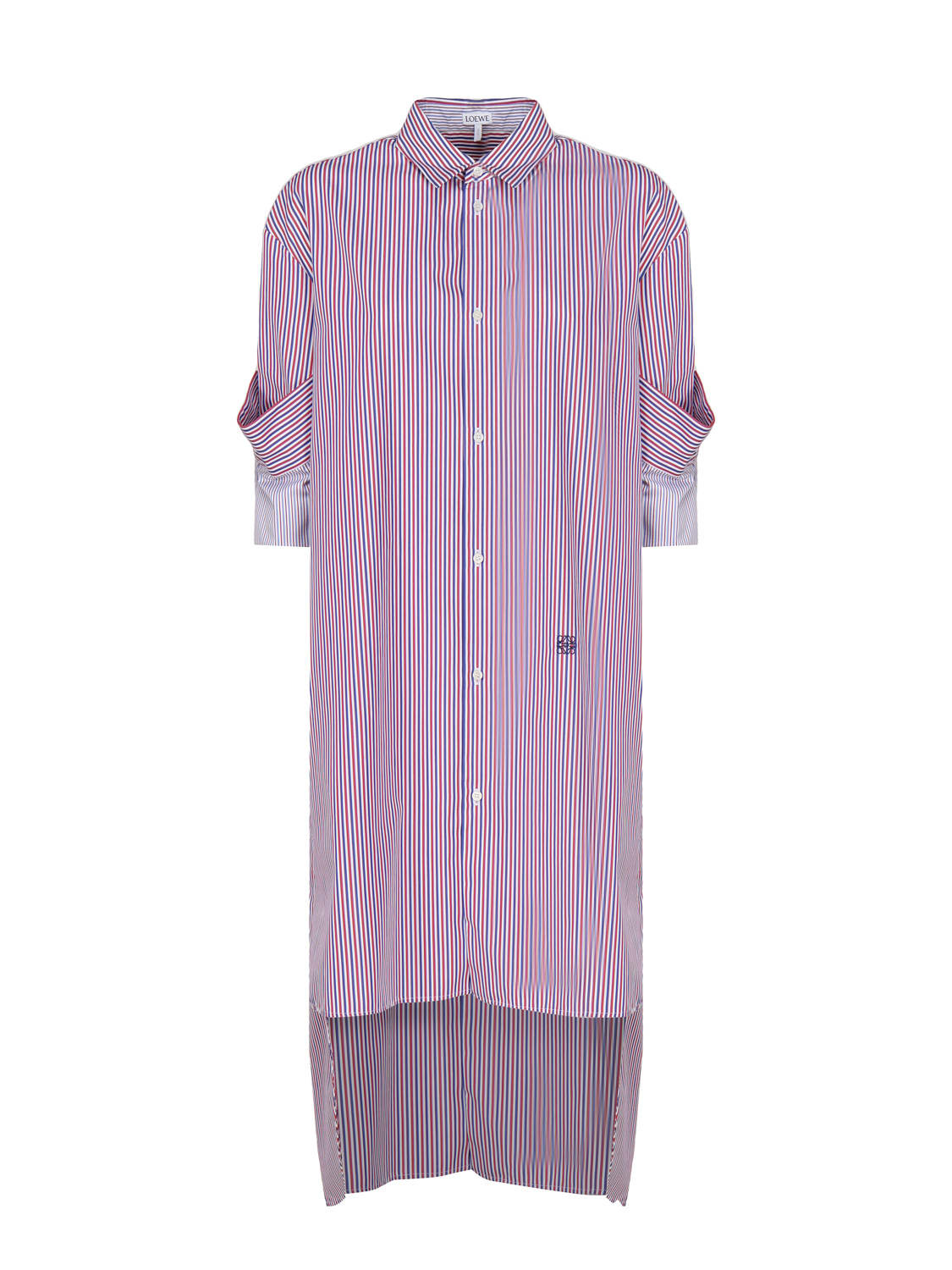 LOEWE SHIRT DRESS WITH LAPEL IN STRIPED COTTON