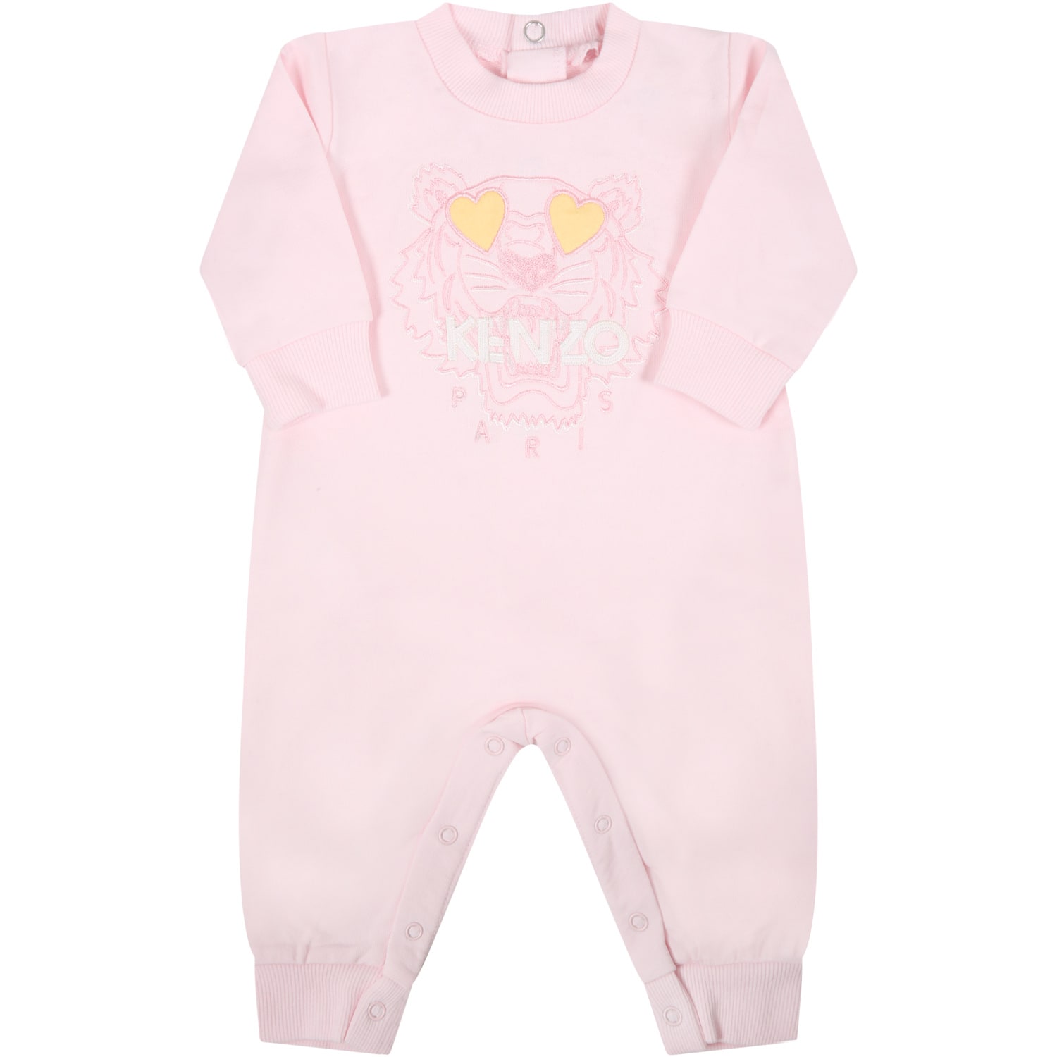 Kenzo Kids Pink Suit For Baby Girl With Iconic Tiger