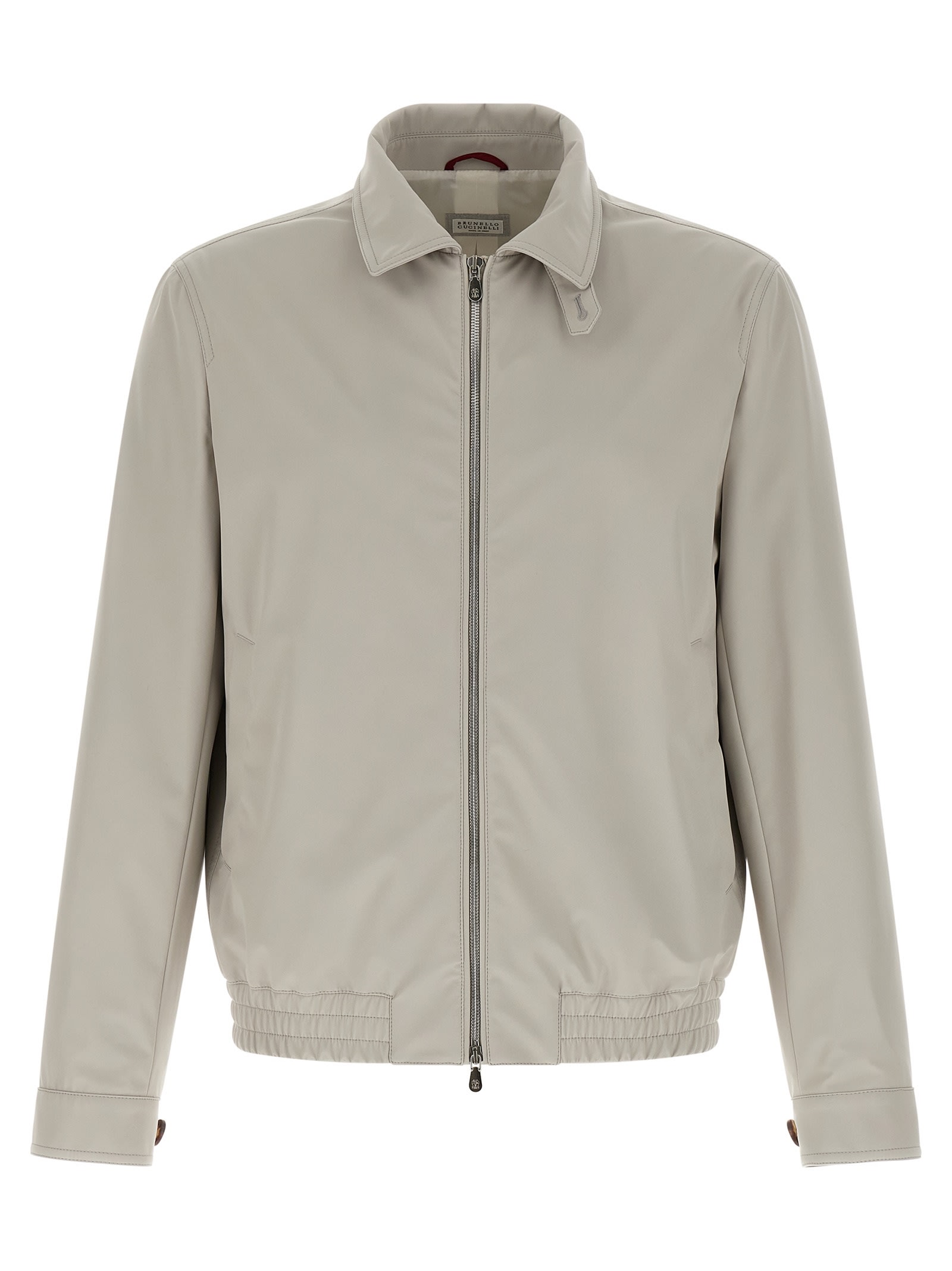 Brunello Cucinelli Men Nylon Bomber Jacket In Gray