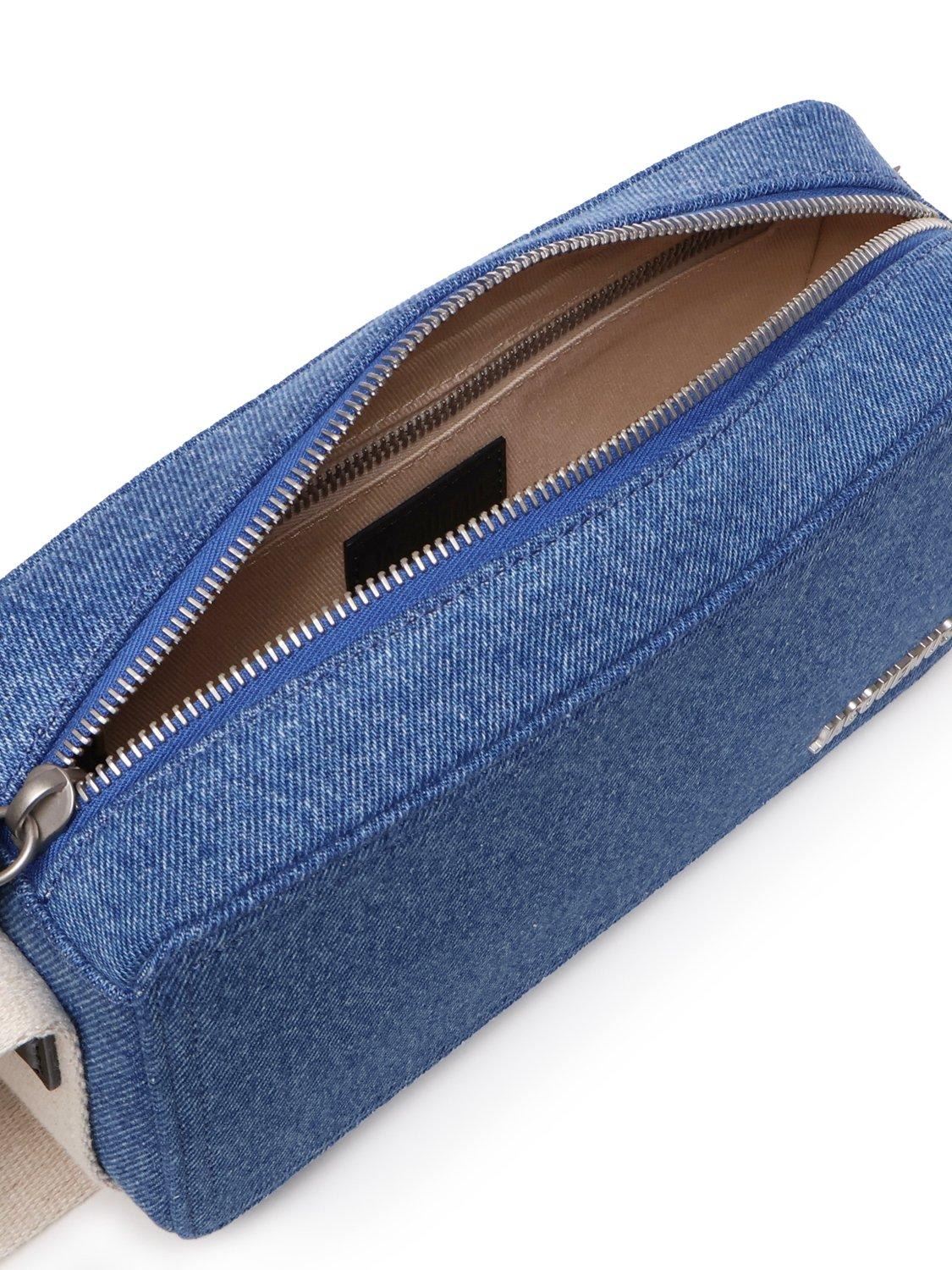 Shop Jacquemus Denim Rectangle Bag In Blue