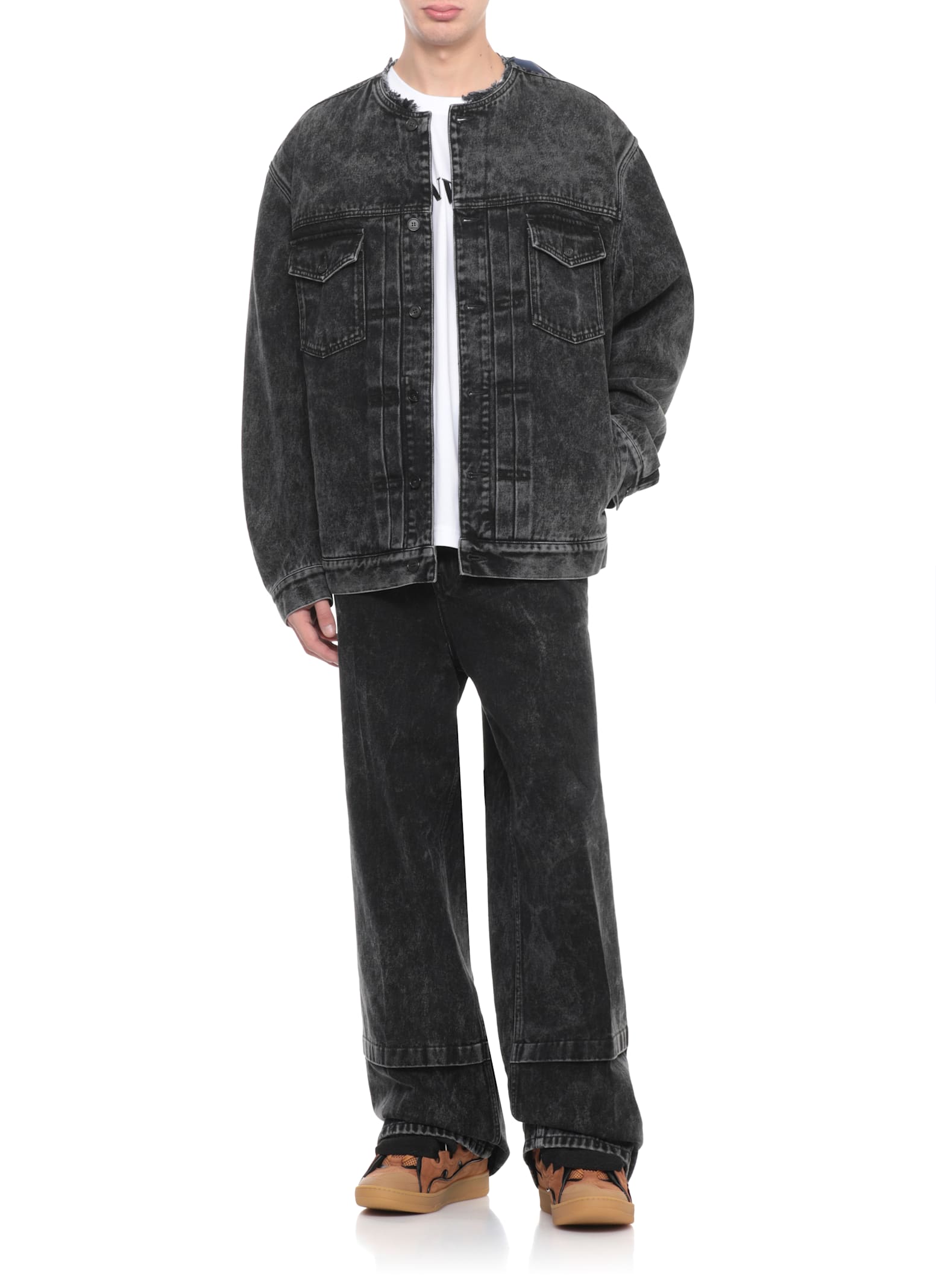 Lanvin Denim Collarless Jacket Clothing In Black