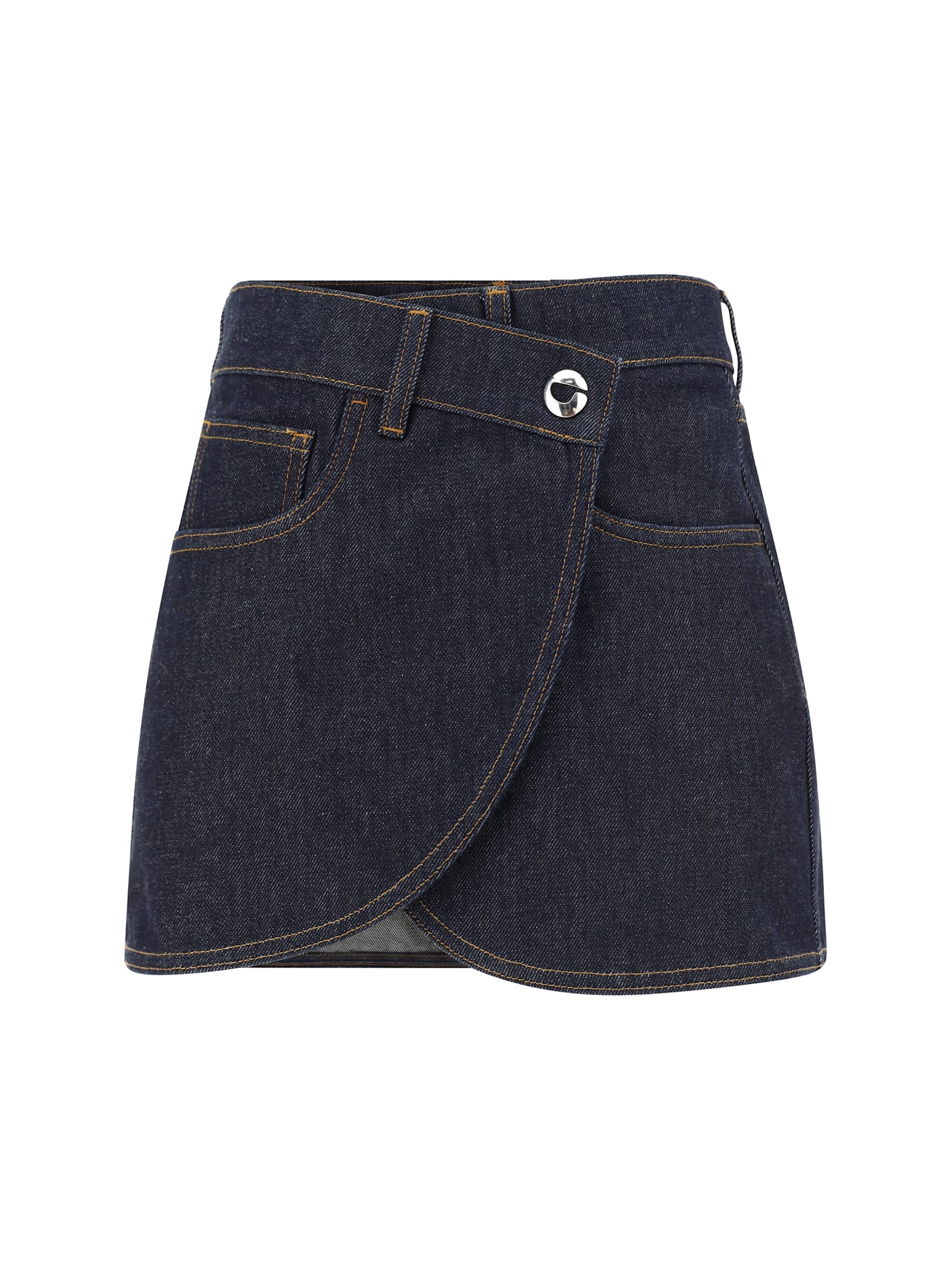 Shop Coperni Denim Mini Skirt In Blue Raw