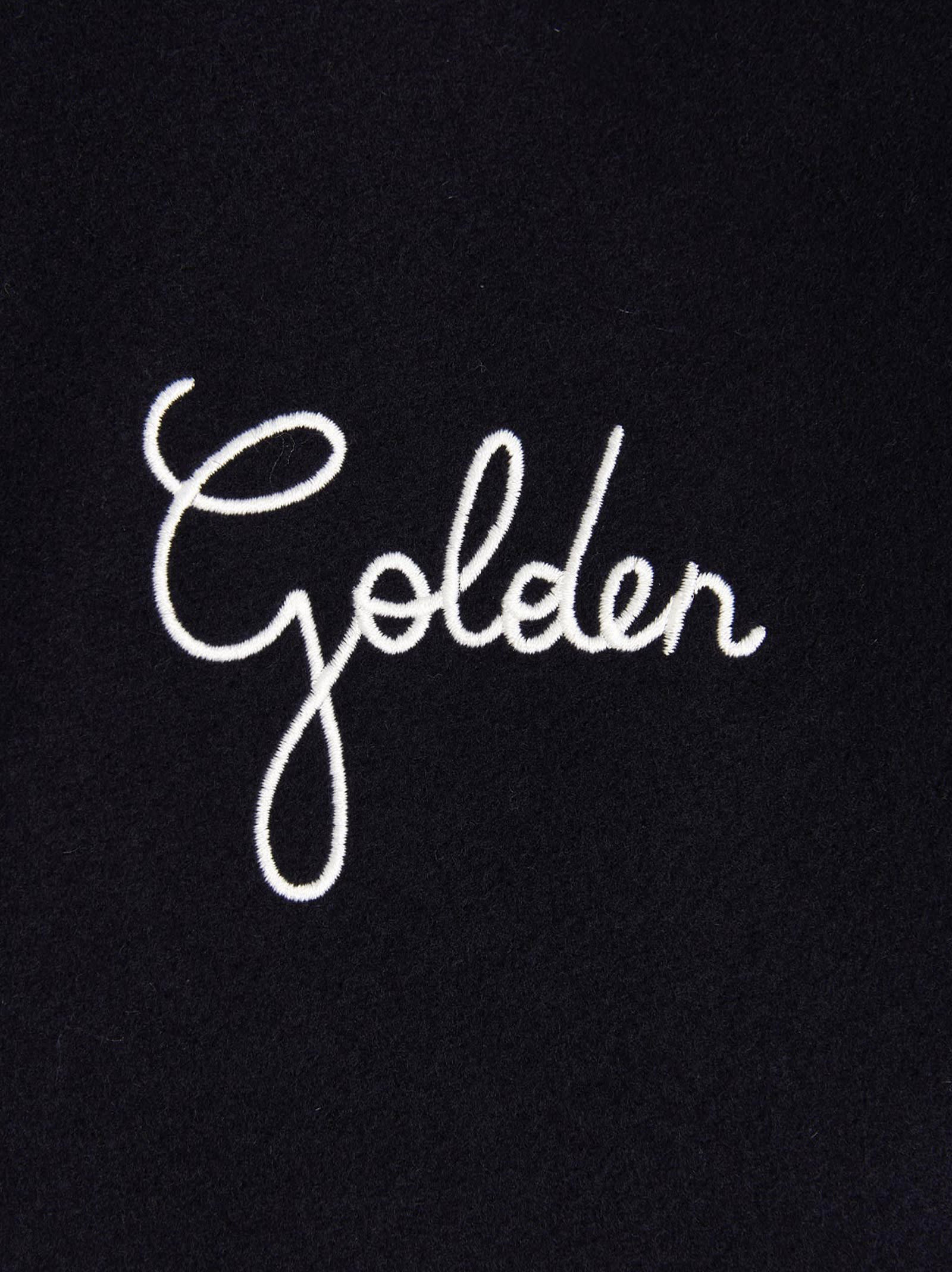 Shop Golden Goose Logo Embroidery Bomber Jacket In Dark Blue