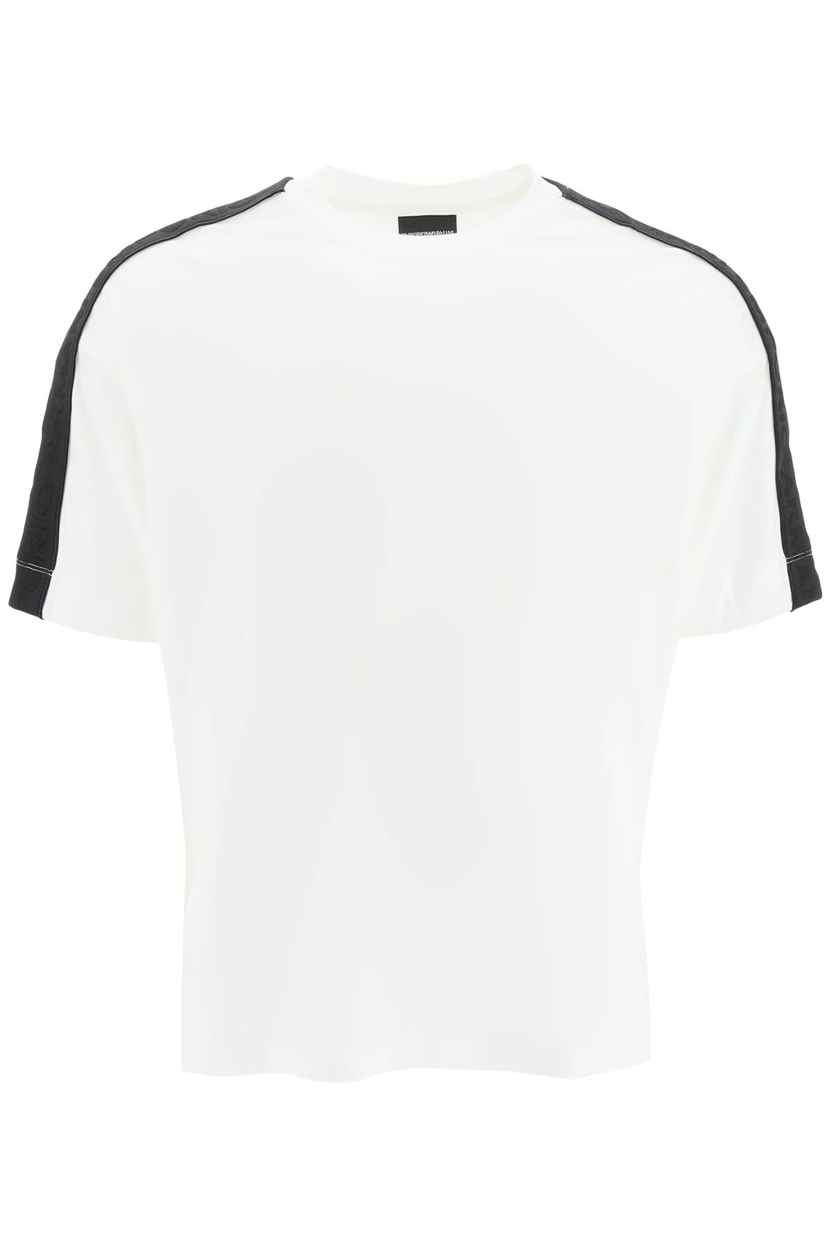 EMPORIO ARMANI LYOCELL AND COTTON T-SHIRT WITH LOGO BANDS