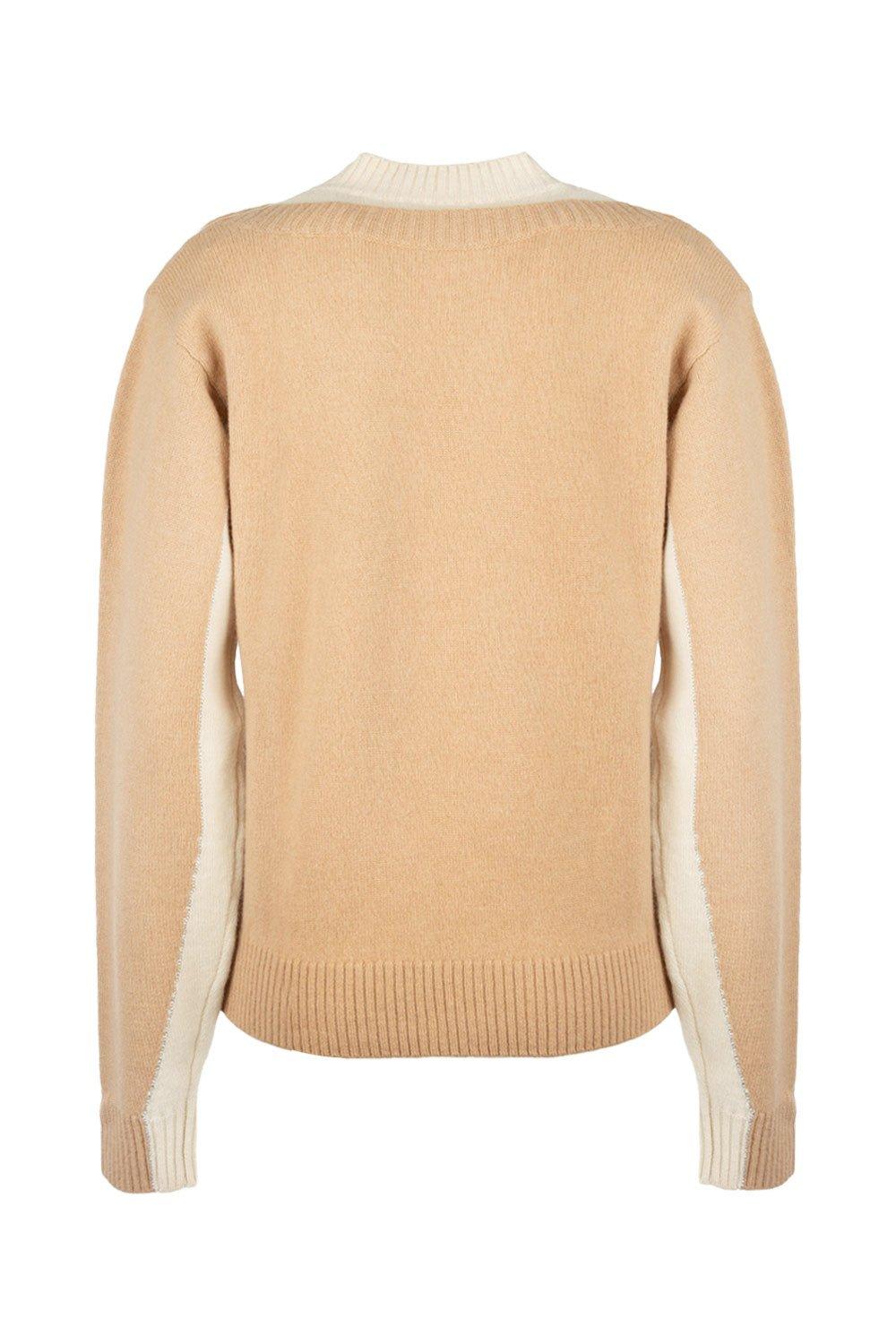 Rabanne Layered Crewneck Jumper In Beige