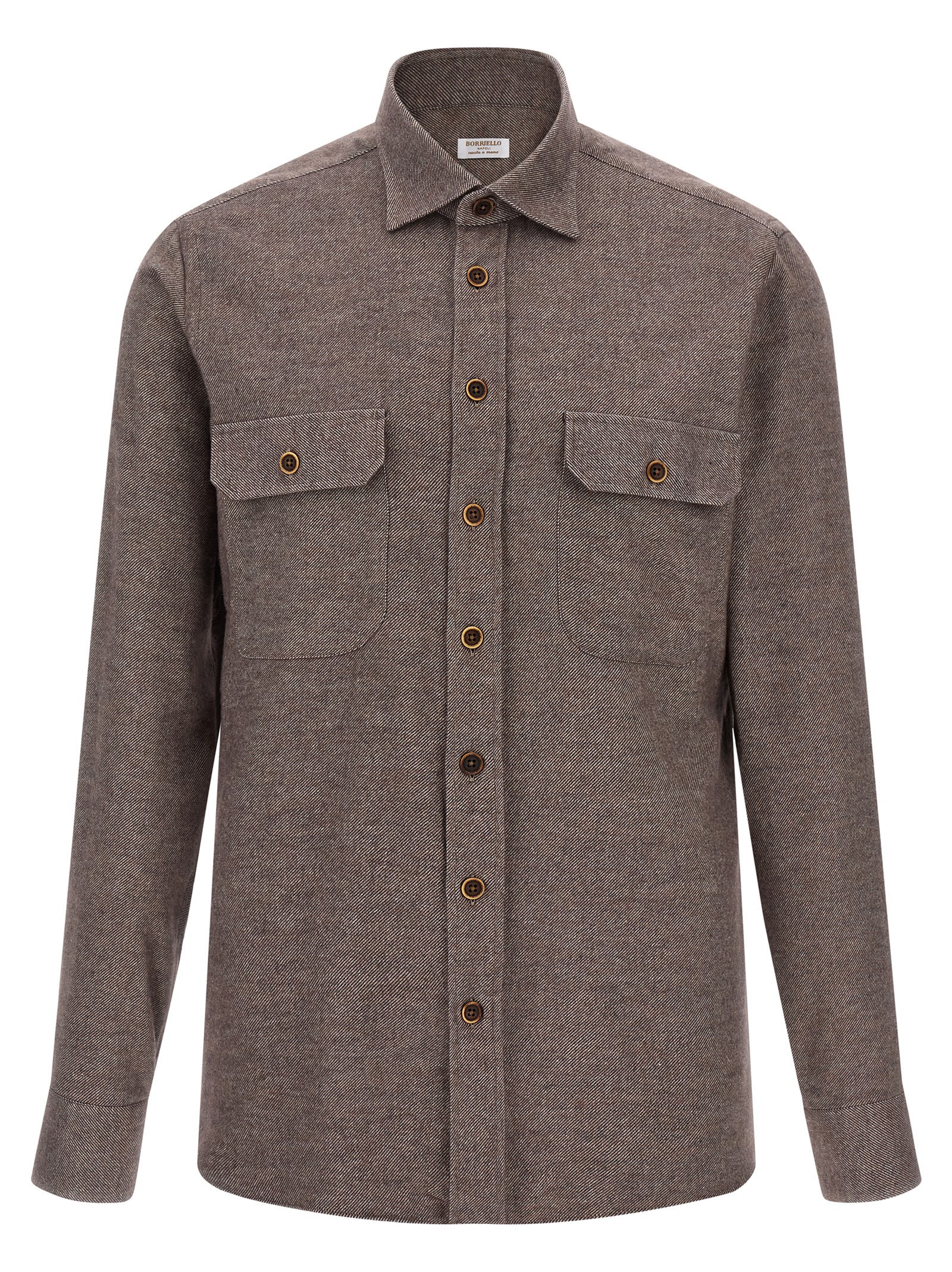 Borriello Napoli Button-front Long-sleeve Shirt In Brown