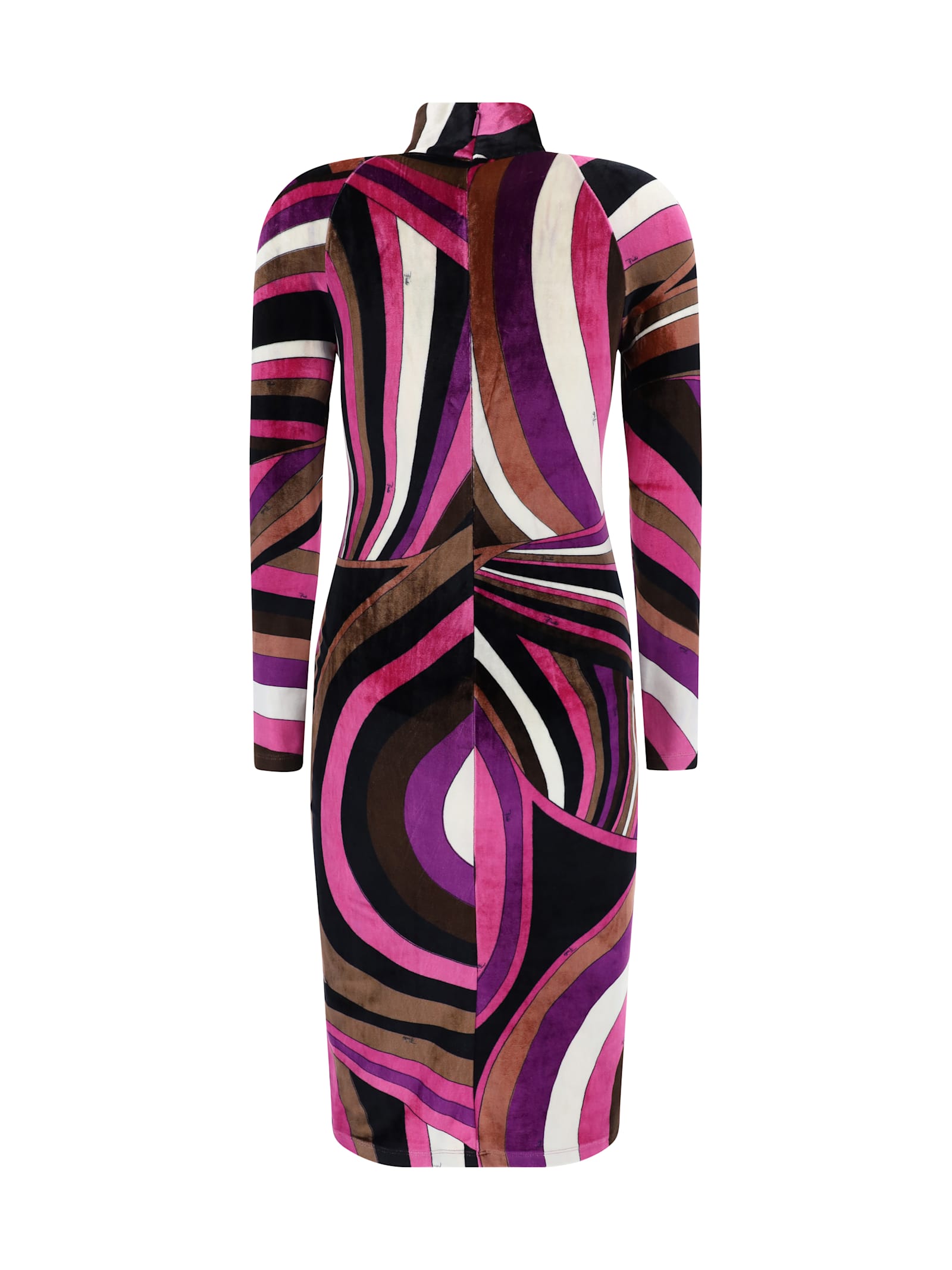 Shop Pucci Midi Dress In Fuxia/marrone