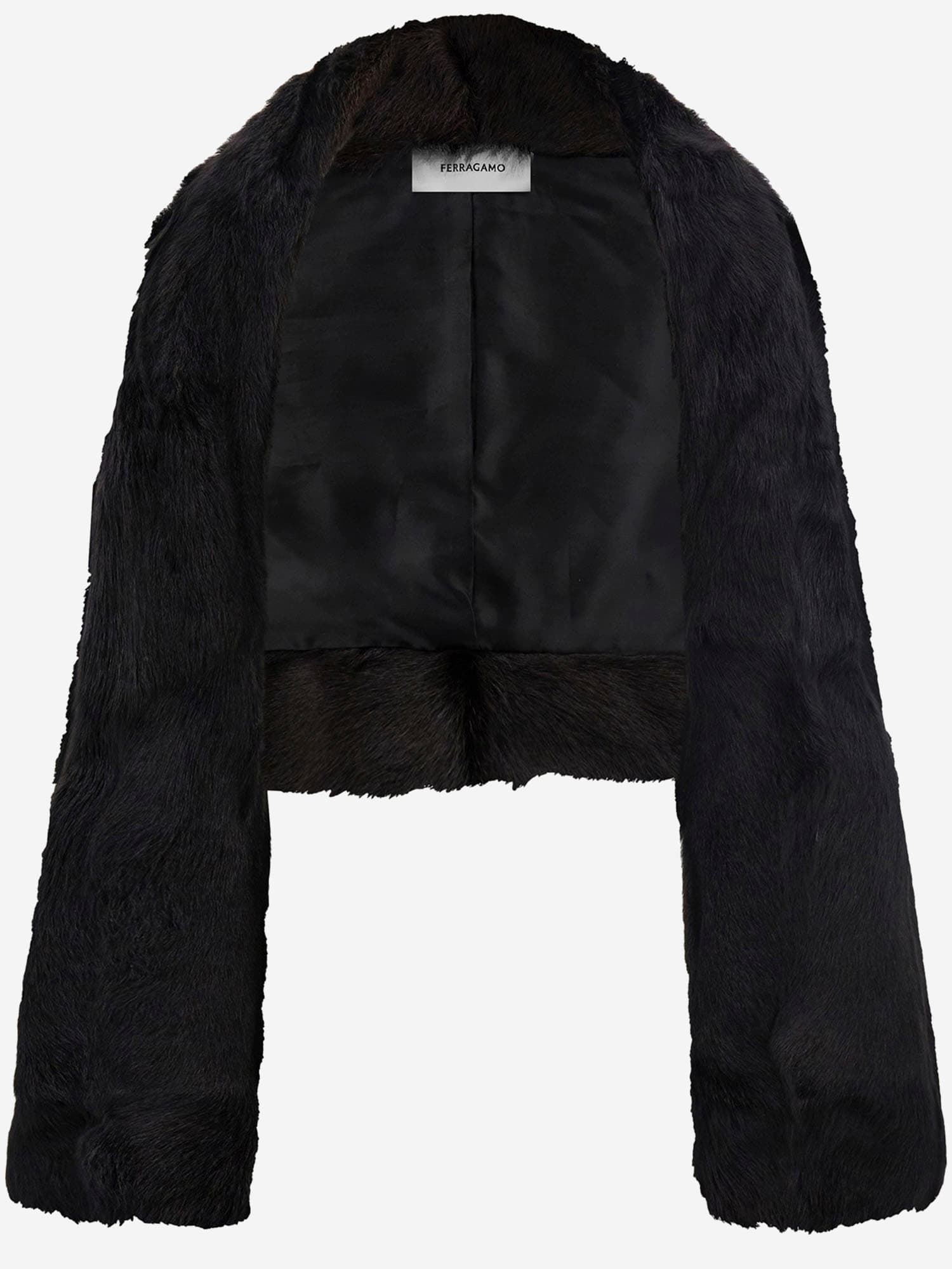 Ferragamo Rayon Fake Fur Shoulder Wrap In Black