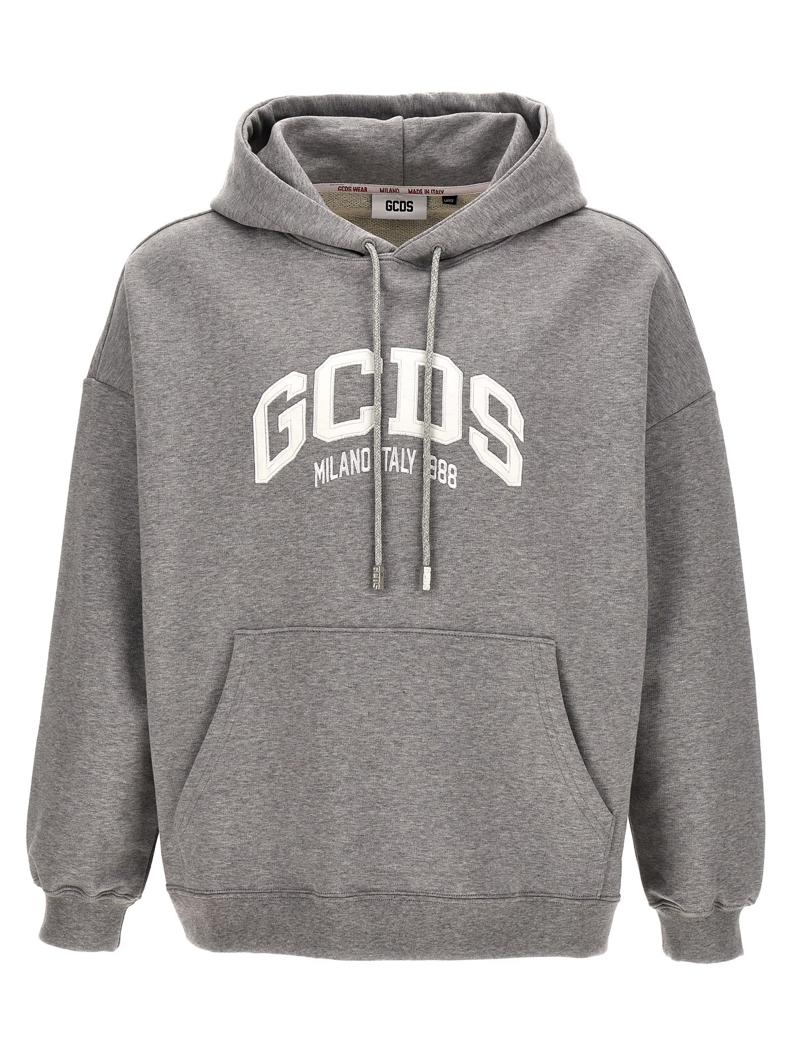 Shop Gcds Logo Loose Hoodie In Gray