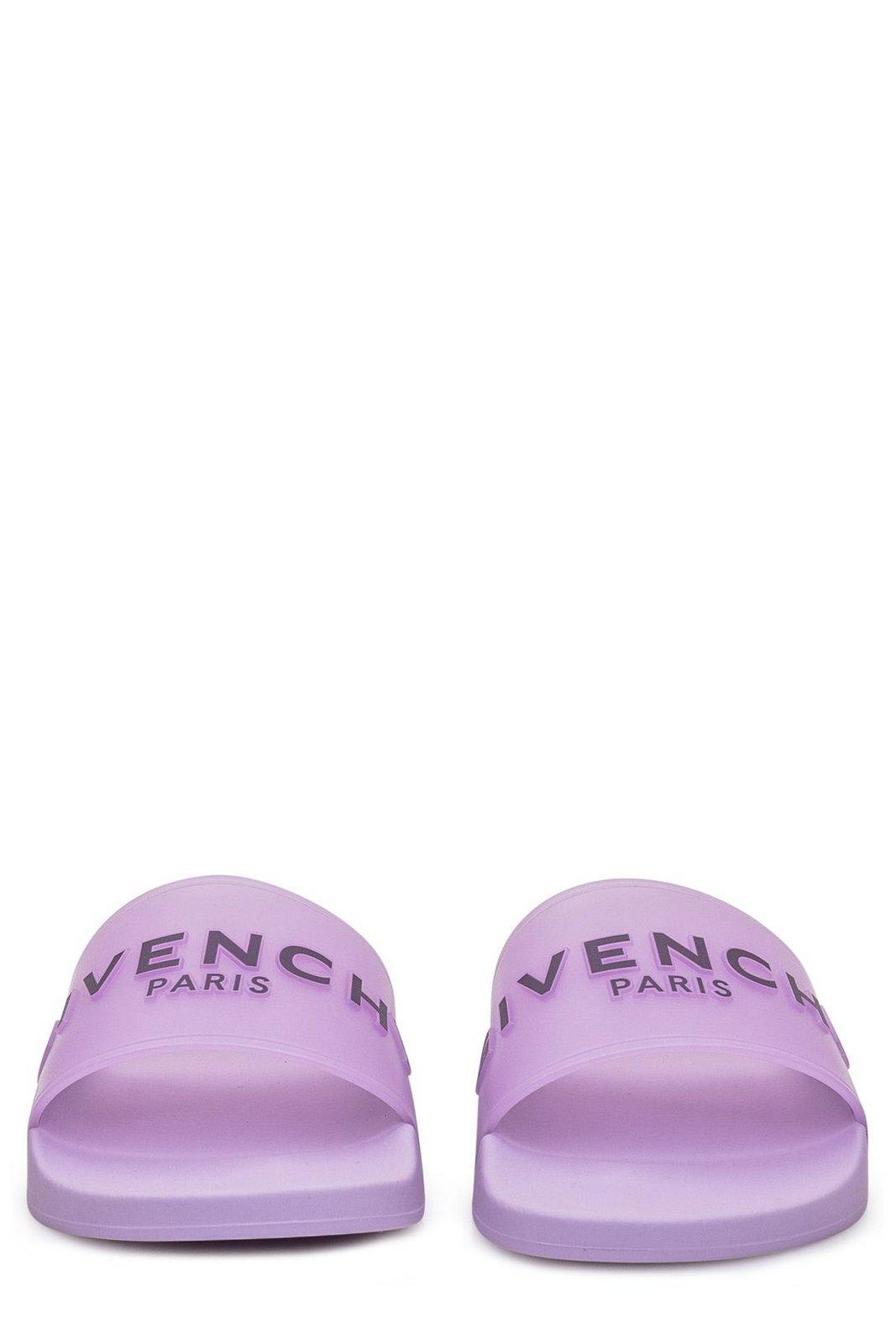 Shop Givenchy Paris Flat Sandals In Lilac