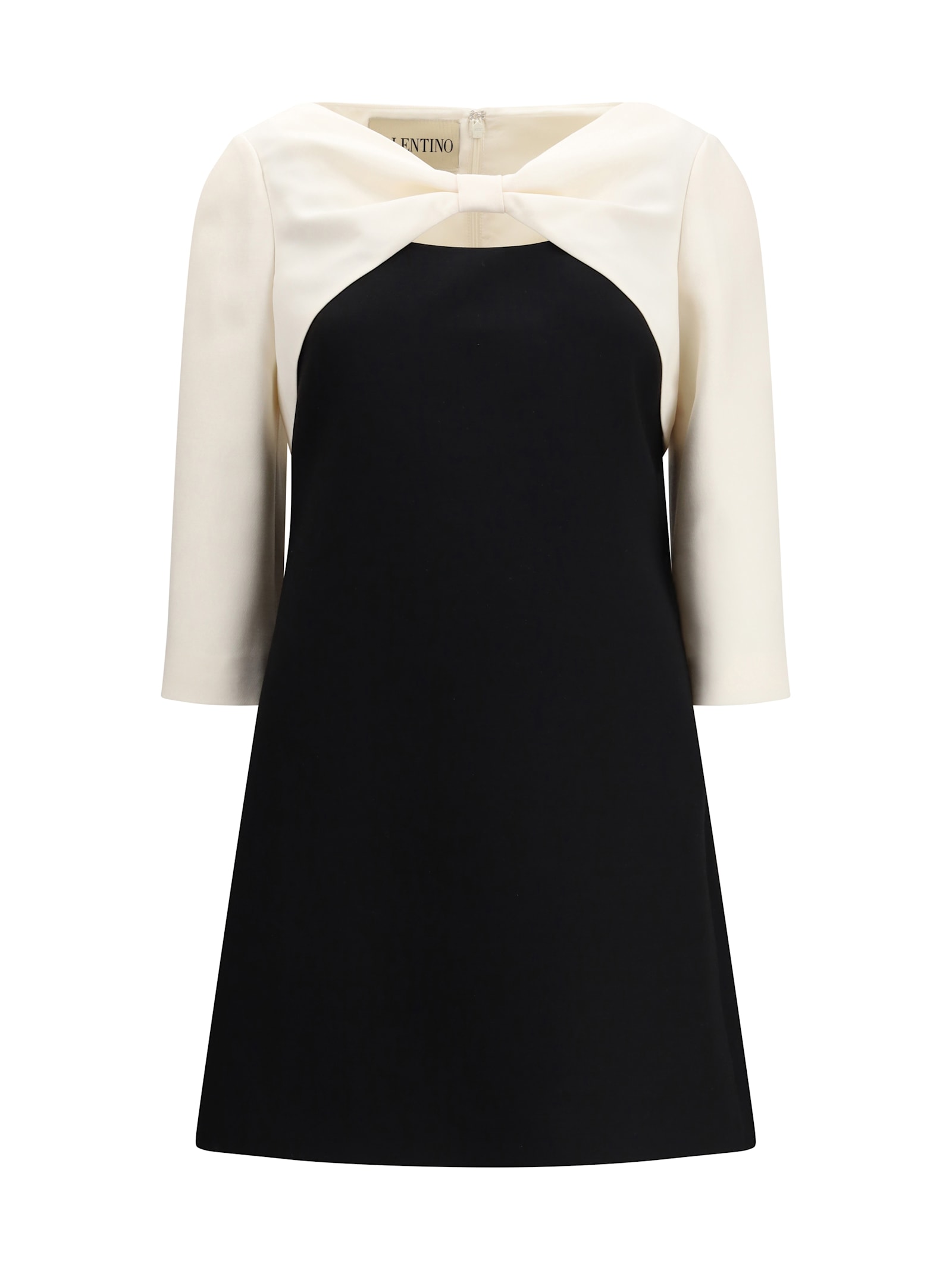 Valentino Short Crepe Couture Dress In Black