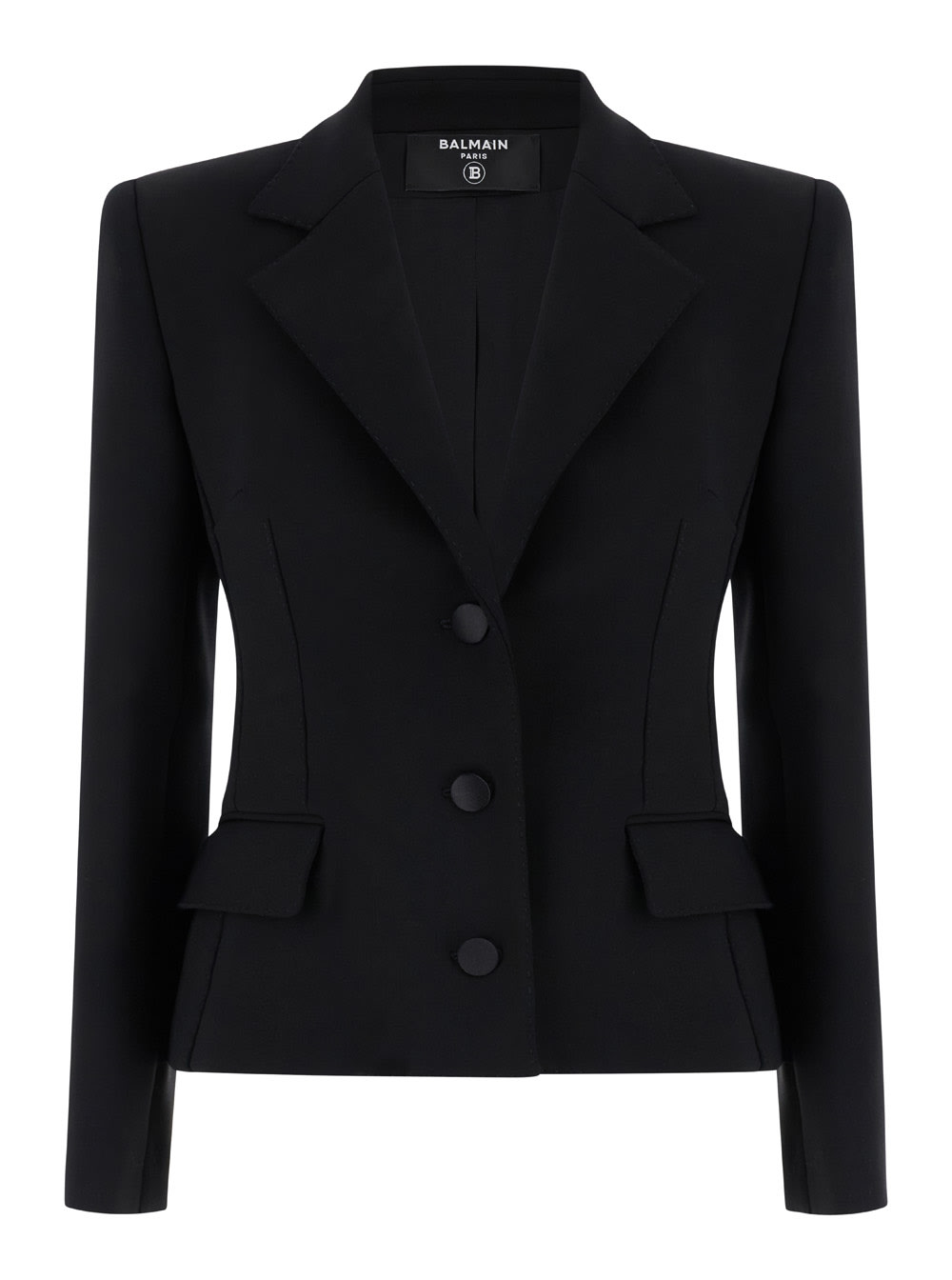 DOLCE & GABBANA BLACK SINGLE-BREASTED JACKET WITH BUTTONS FASTENING IN WOOL STRETCH WOMAN 