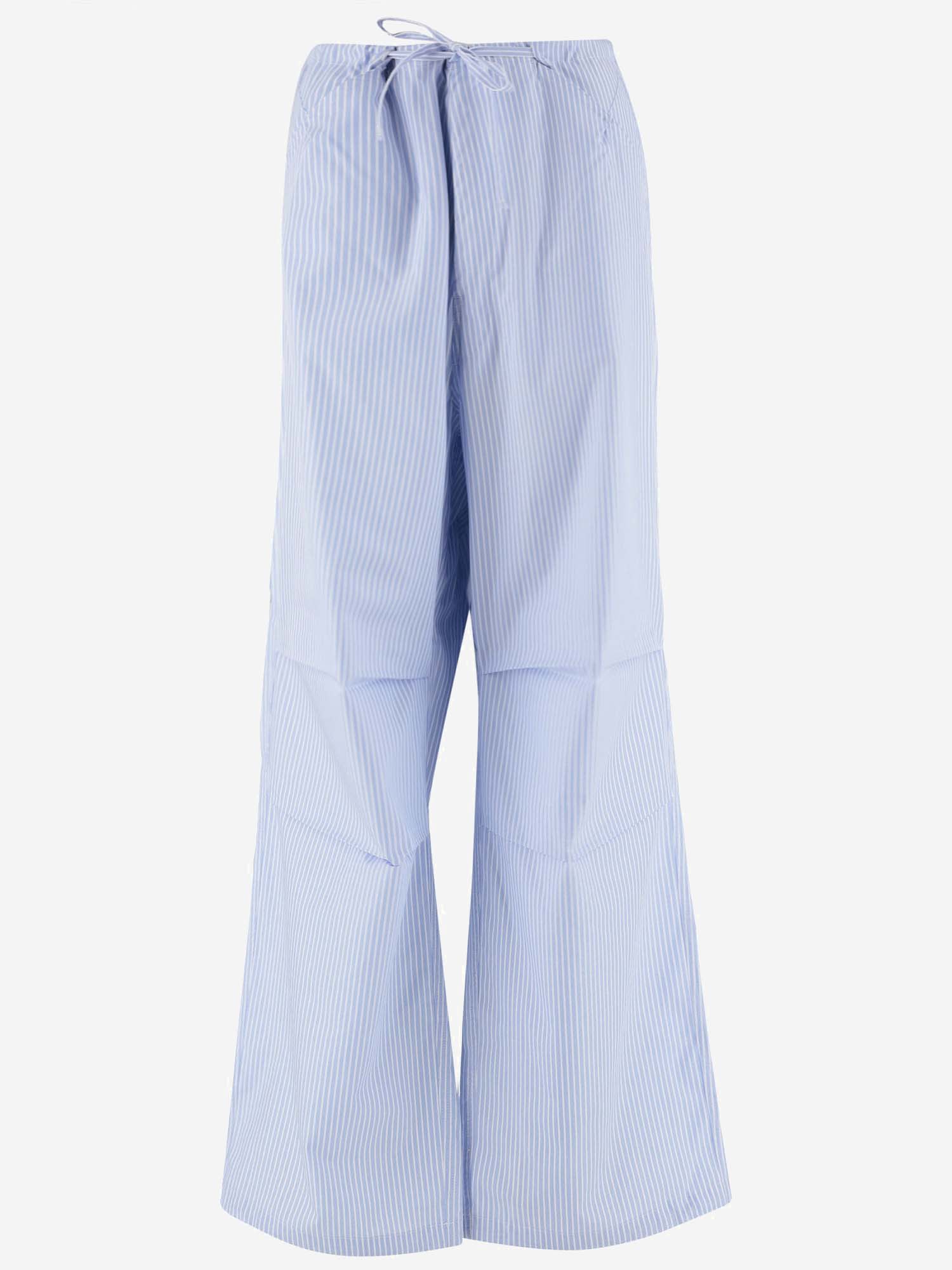 Shop Darkpark Striped Cotton Pants In Light Blue/white