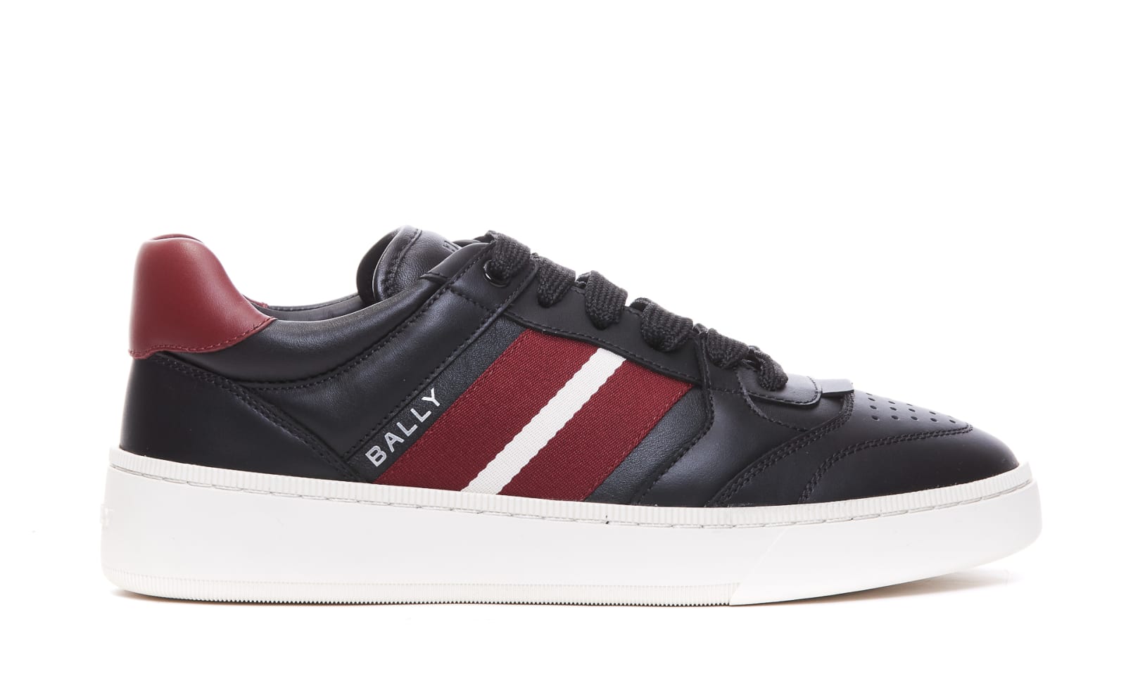Bally Logo-stripe Leather Sneakers In Black
