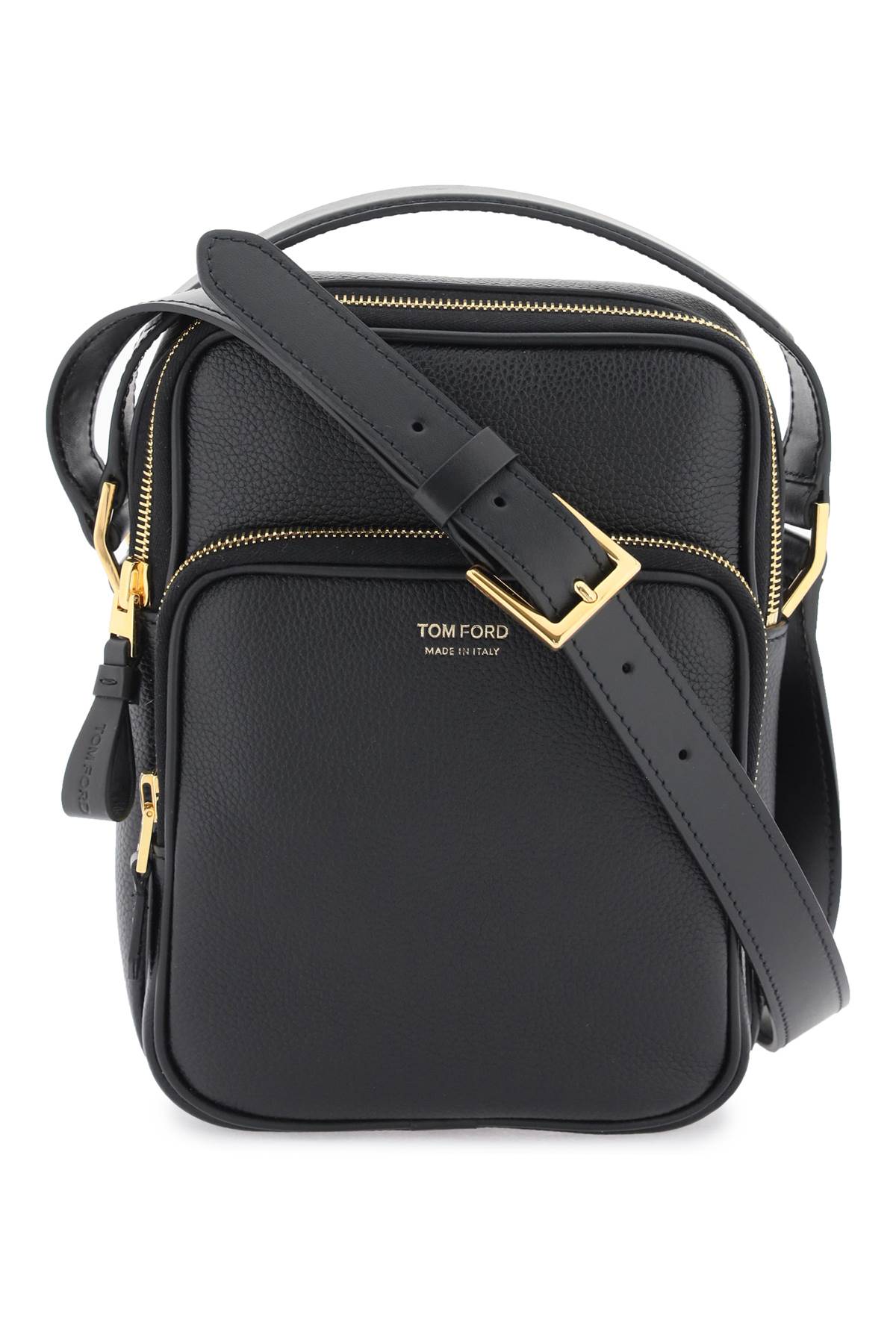 Shop Tom Ford Zip-around Logo Crossbody Bag In Black