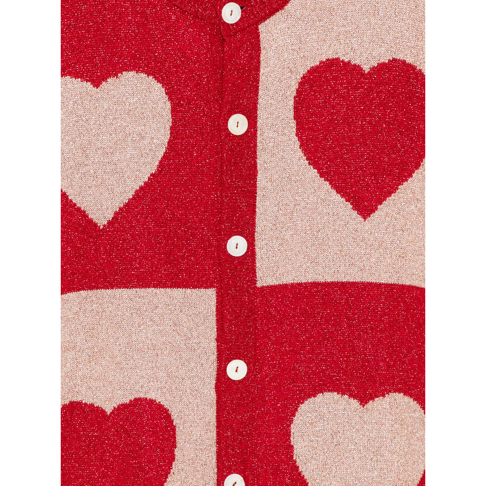 Bode Long-sleeved Knitted Cardigan In Red