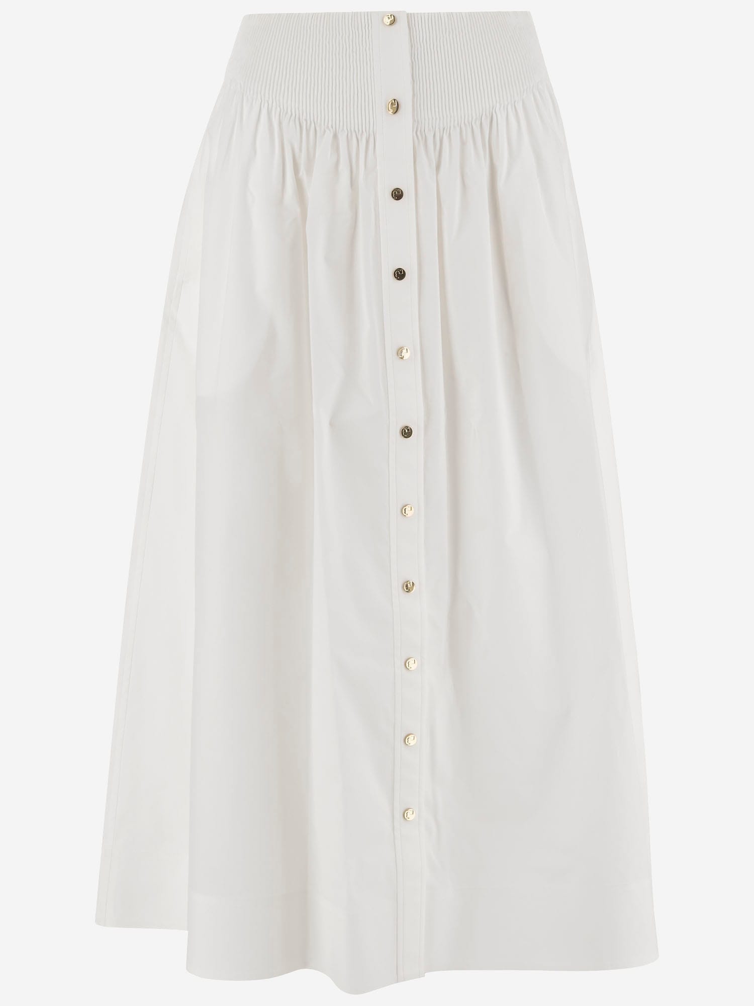 White Stretch Poplin Skirt