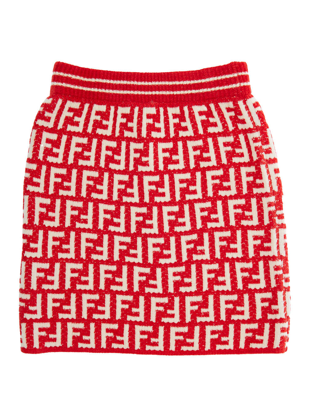 FENDI RED SKIRT WITH FF MOTIF IN COTTON BLEND GIRL 