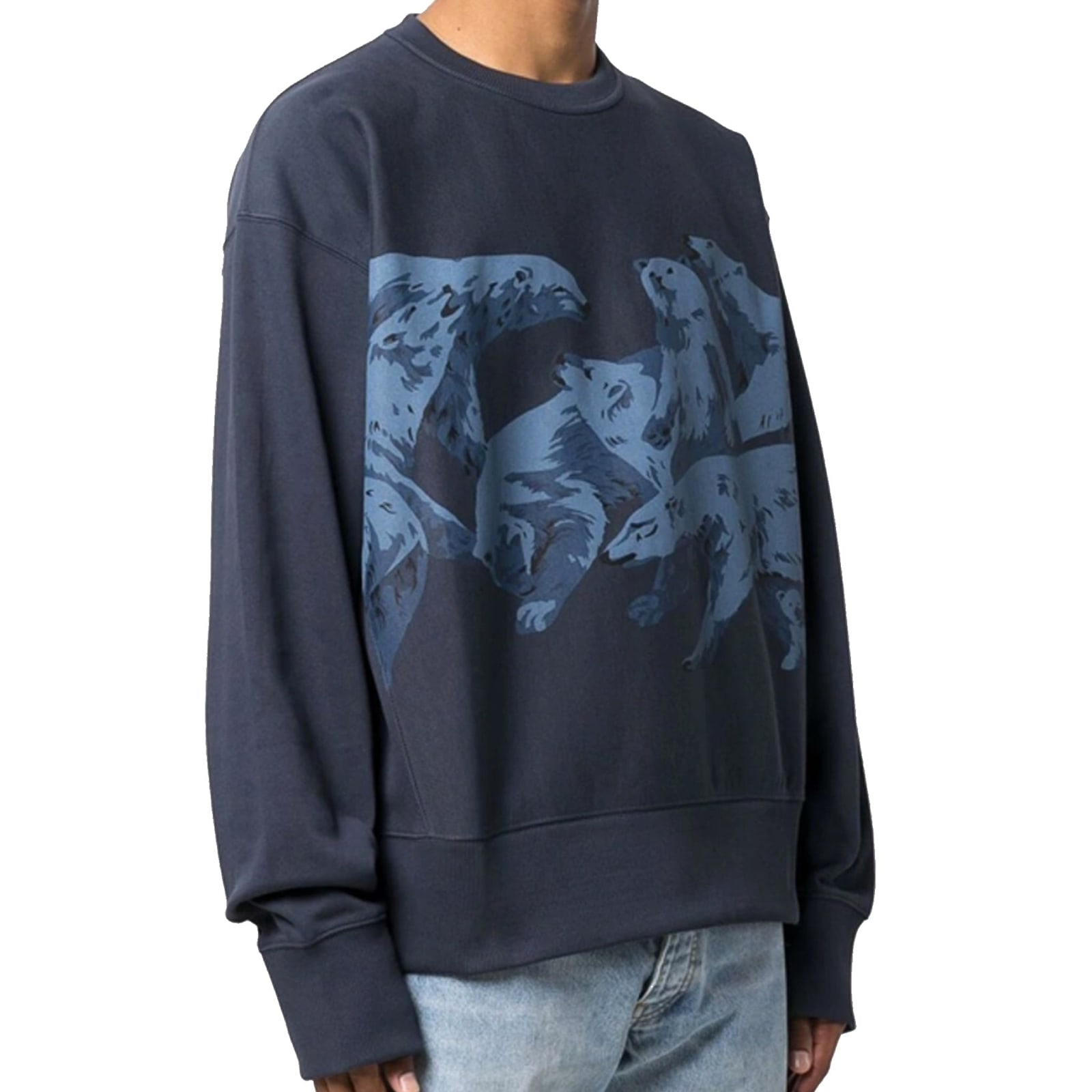 Shop Kenzo Polar Bear-print Cotton Sweatshirt In Blue