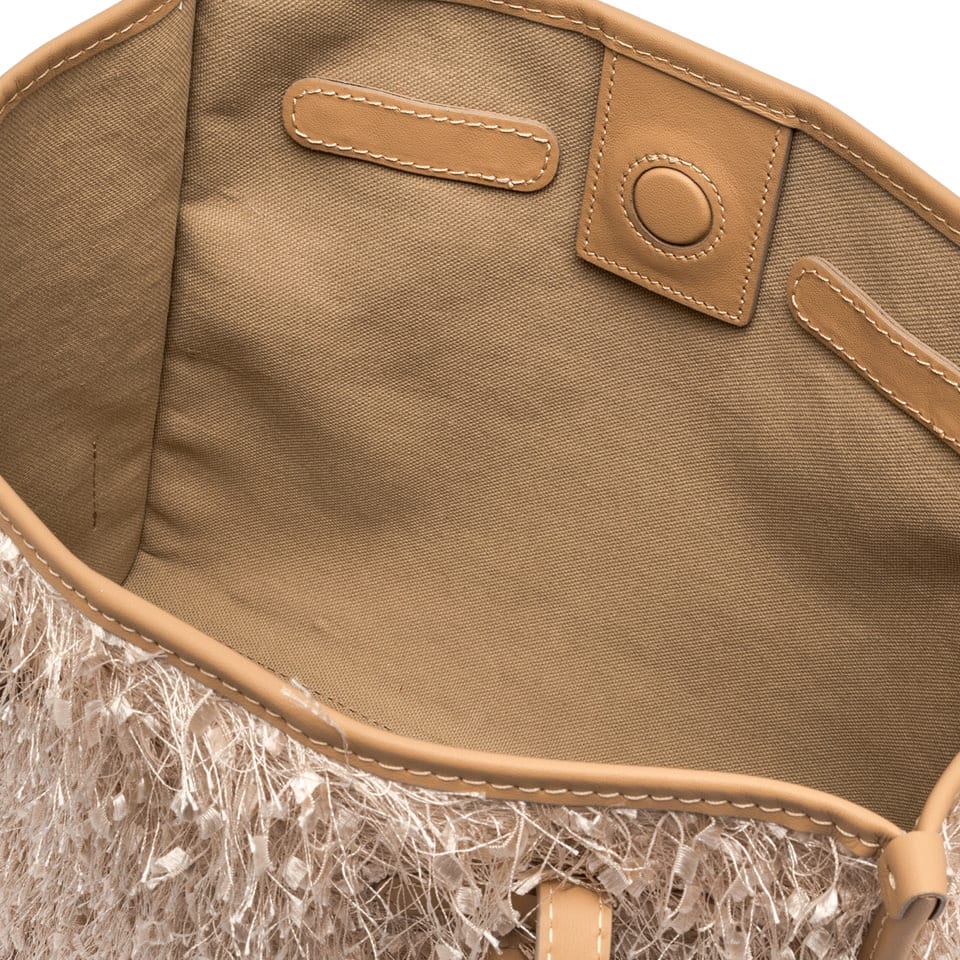 Gianni Chiarini Textured Pink Shopper Bag With Fluffy Exterior In Cipria