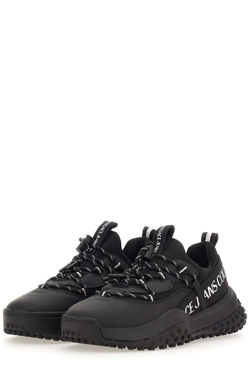 Versace Jeans Couture Logo-embossed Round Toe Sneakers In Black