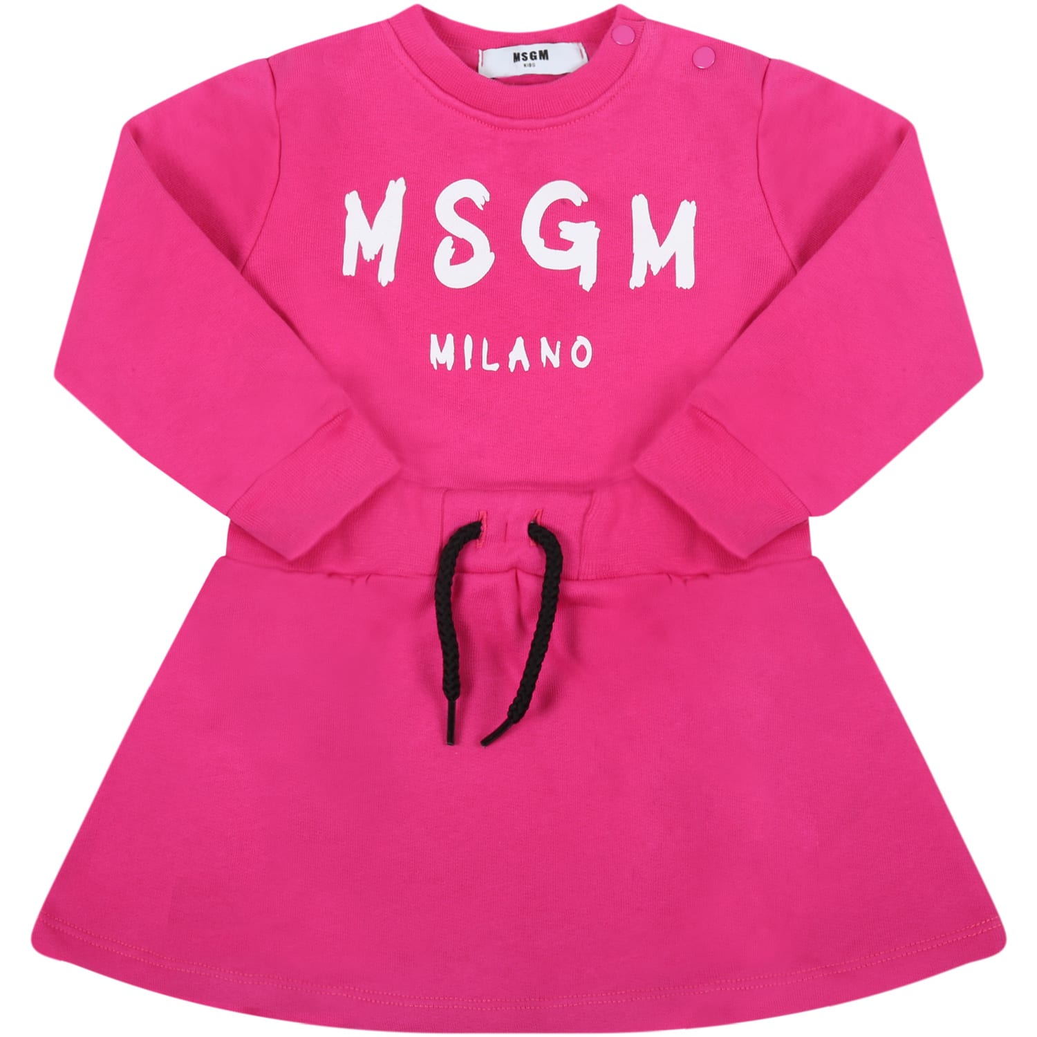 MSGM Fuchsia Dress For Baby Girl With Logo