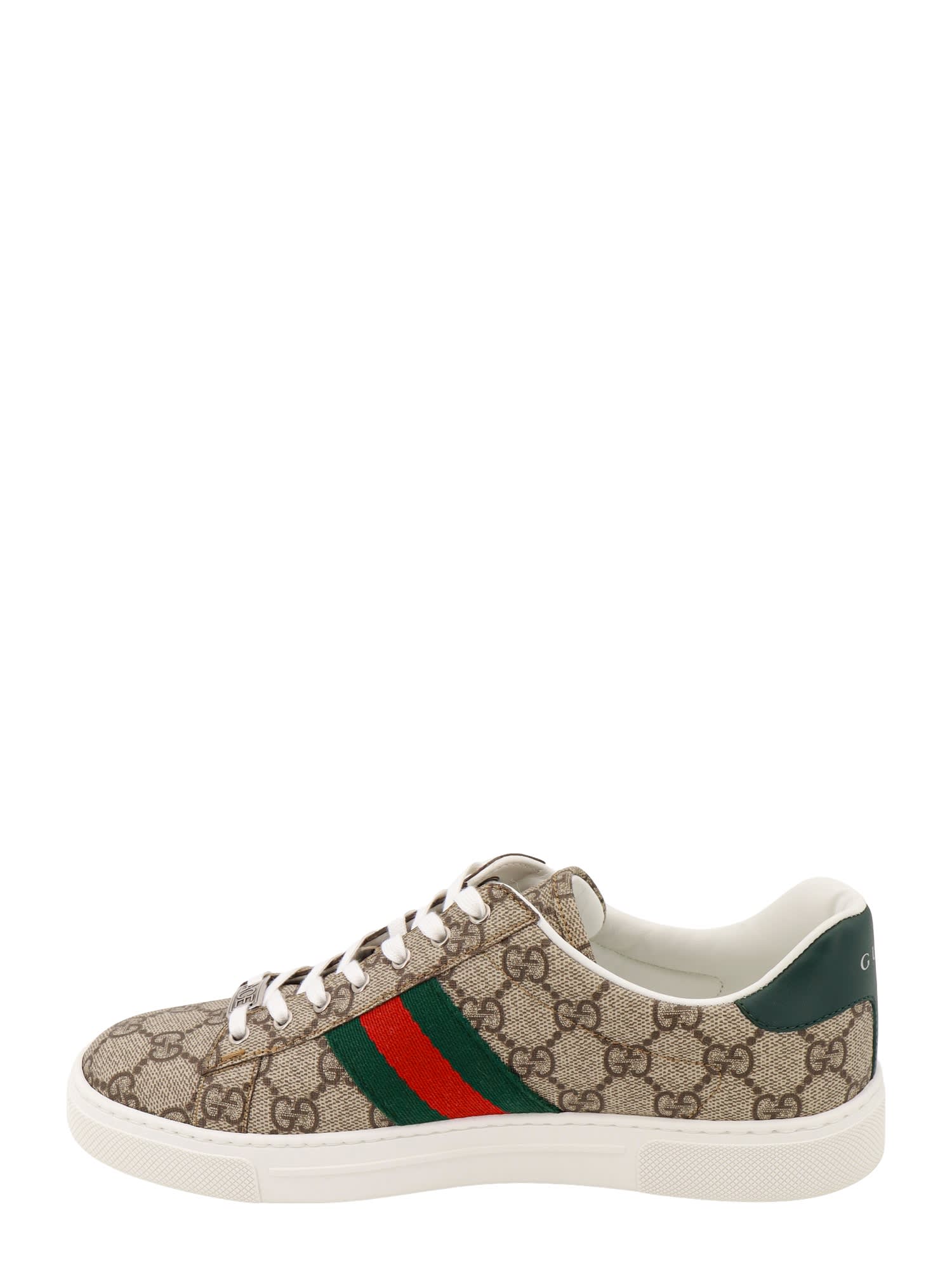 Gucci Ace Gg Supreme Bee-print Monogrammed Sneakers In Beige
