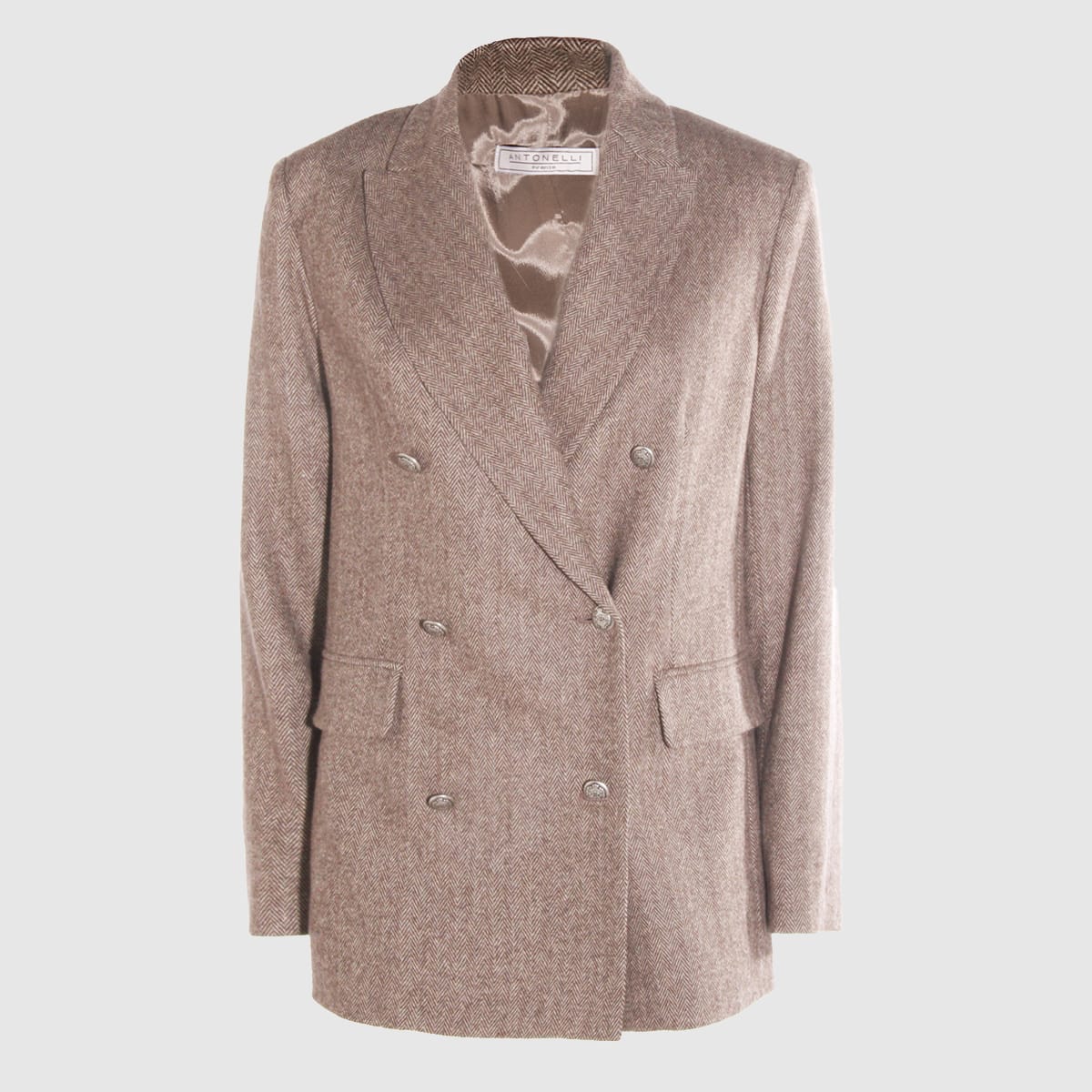 Antonelli Double-breasted Suit Jacket In Brown