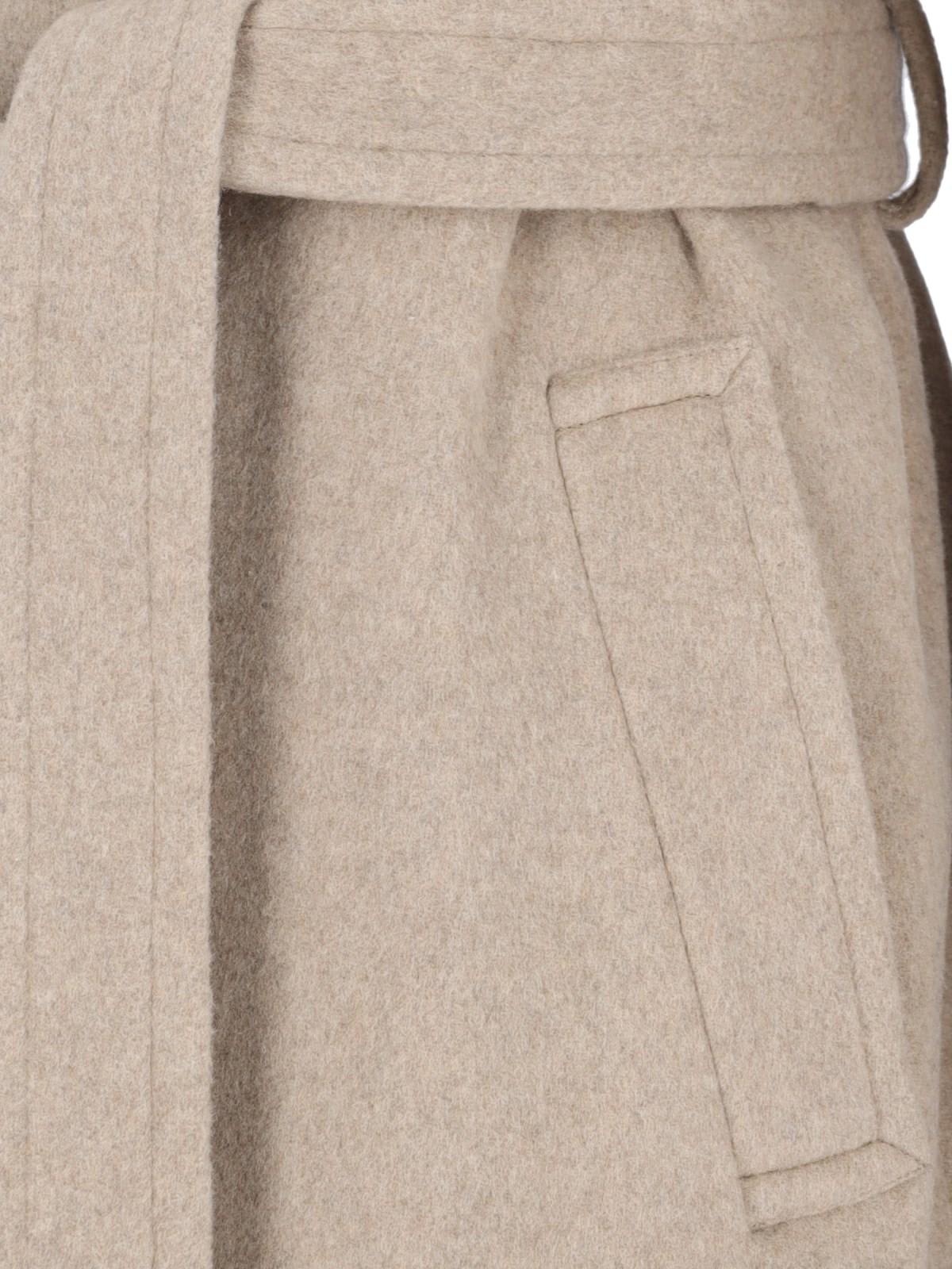 Shop Mm6 Maison Margiela Midi Belted Coat In Beige