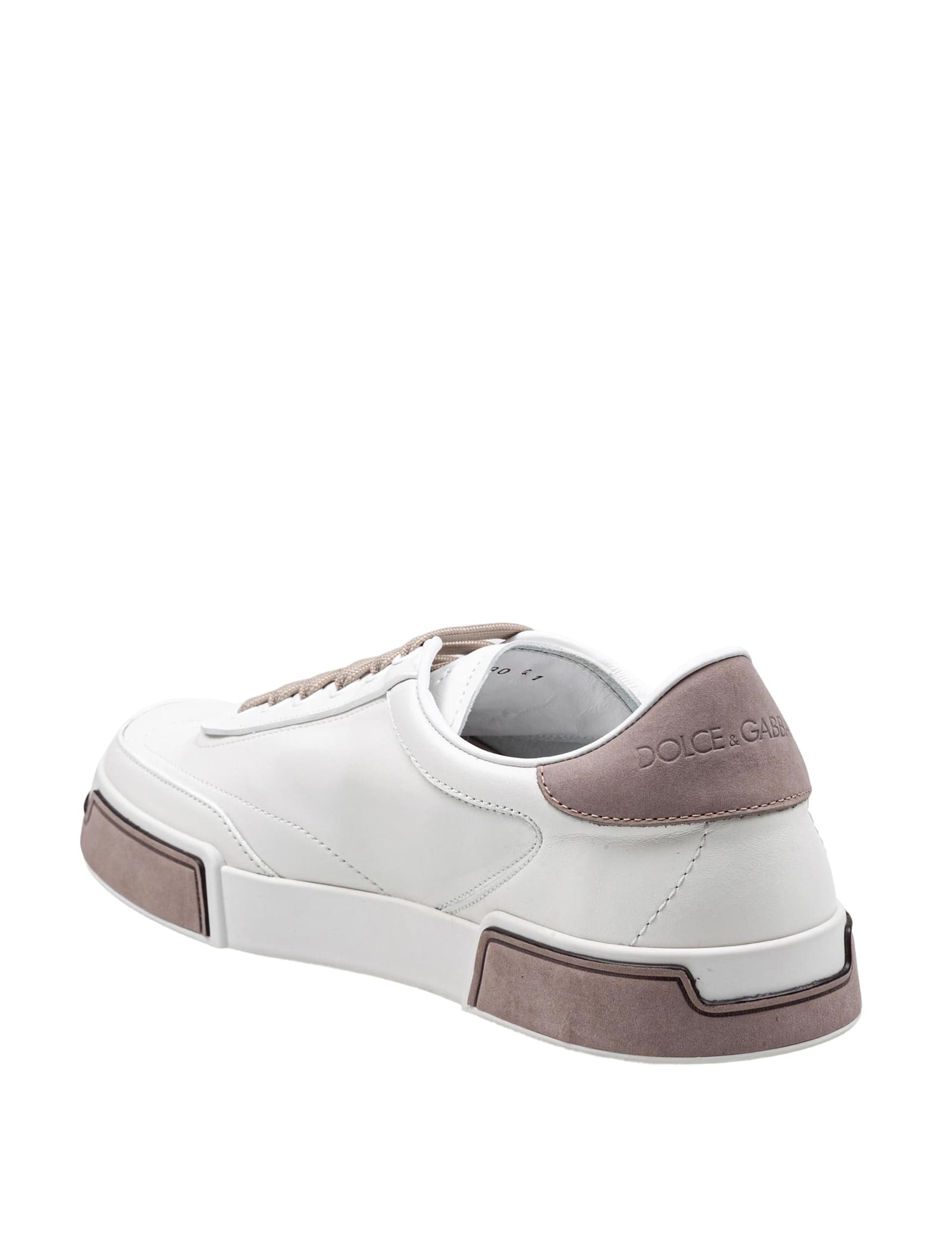 Dolce & Gabbana Portofino Yatch Sneakers In Calfskin Color White And Dove Grey In White